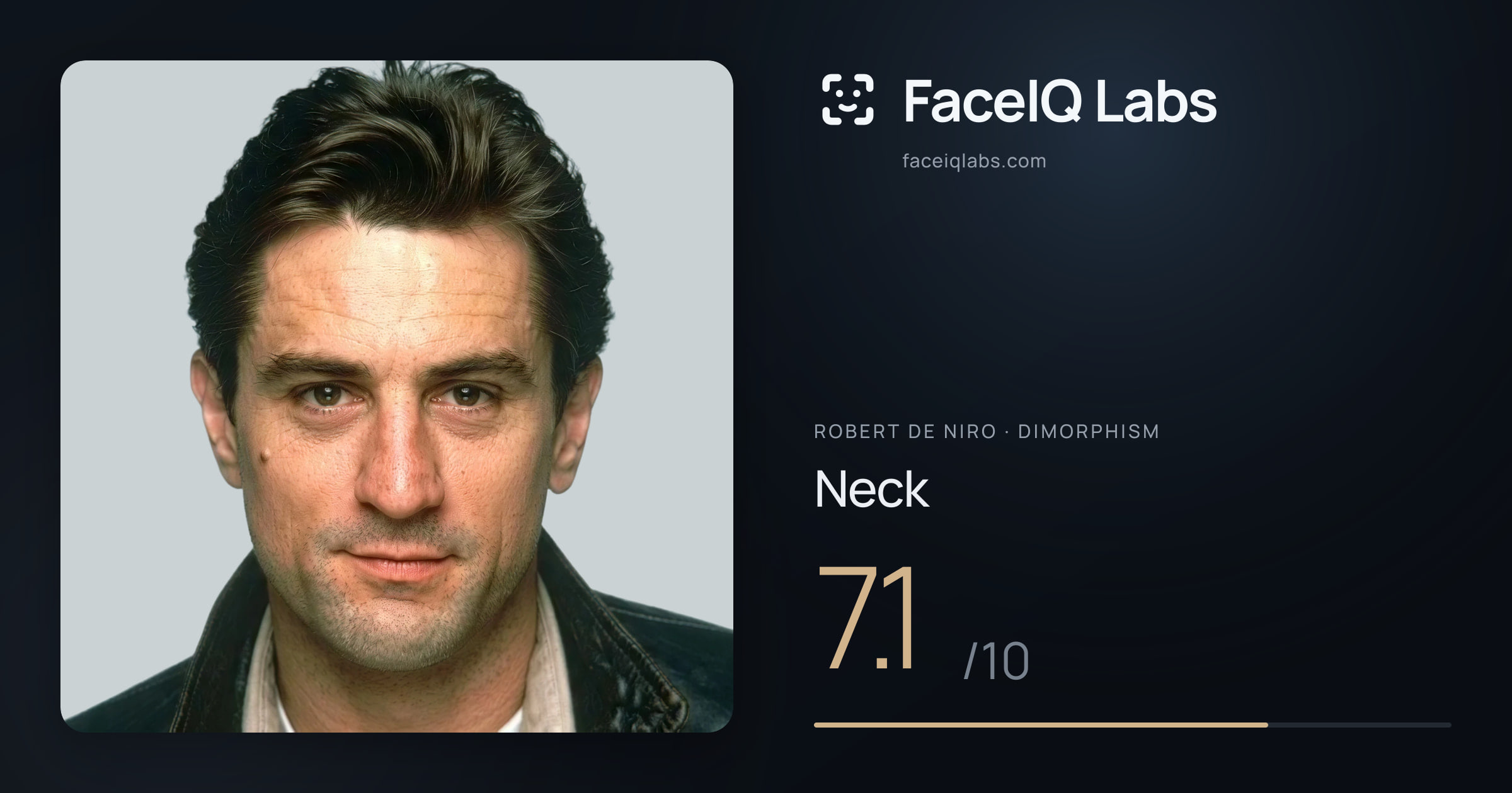 Robert De Niro Neck: 7.1/10, drawn on the photo