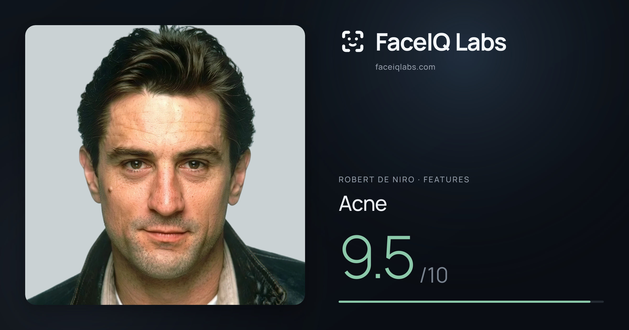Robert De Niro Acne: 9.5/10, drawn on the photo