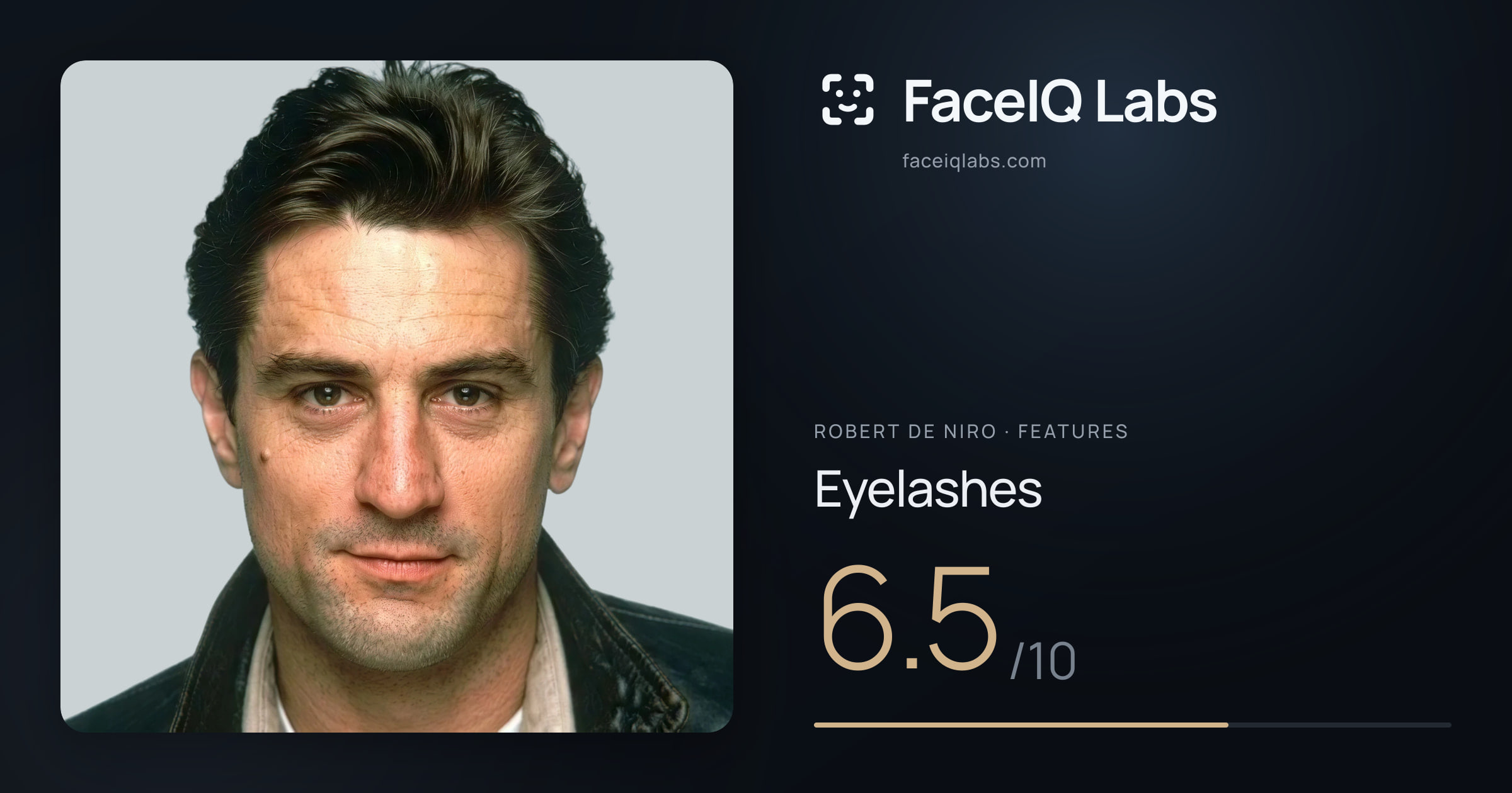 Robert De Niro Eyelashes: 6.5/10, drawn on the photo
