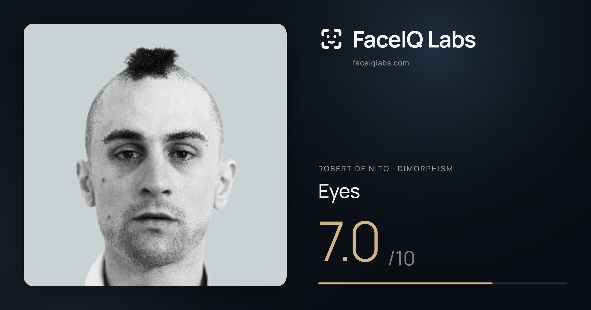 Robert De Nito Eyes: 7.0/10, drawn on the photo