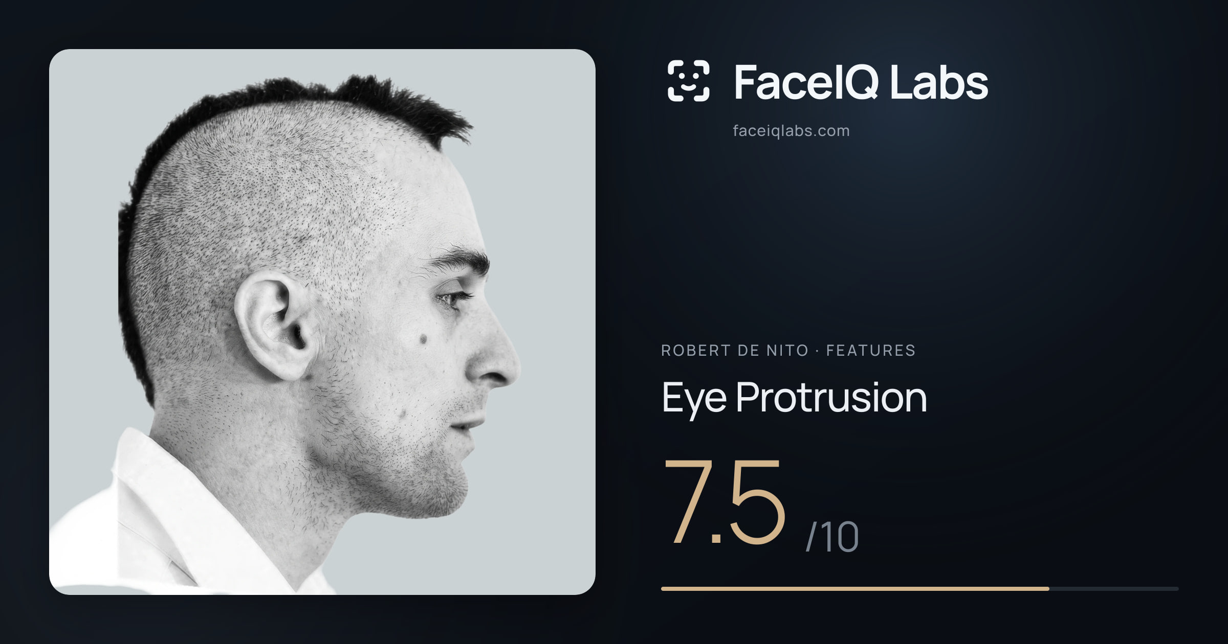 Robert De Nito Eye Protrusion: 7.5/10, drawn on the photo