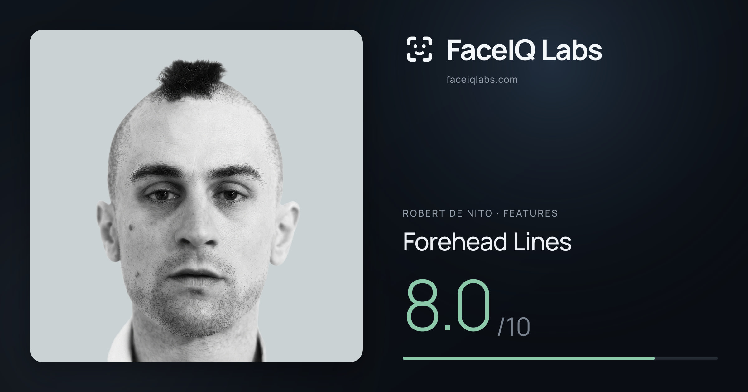 Robert De Nito Forehead Lines: 8.0/10, drawn on the photo