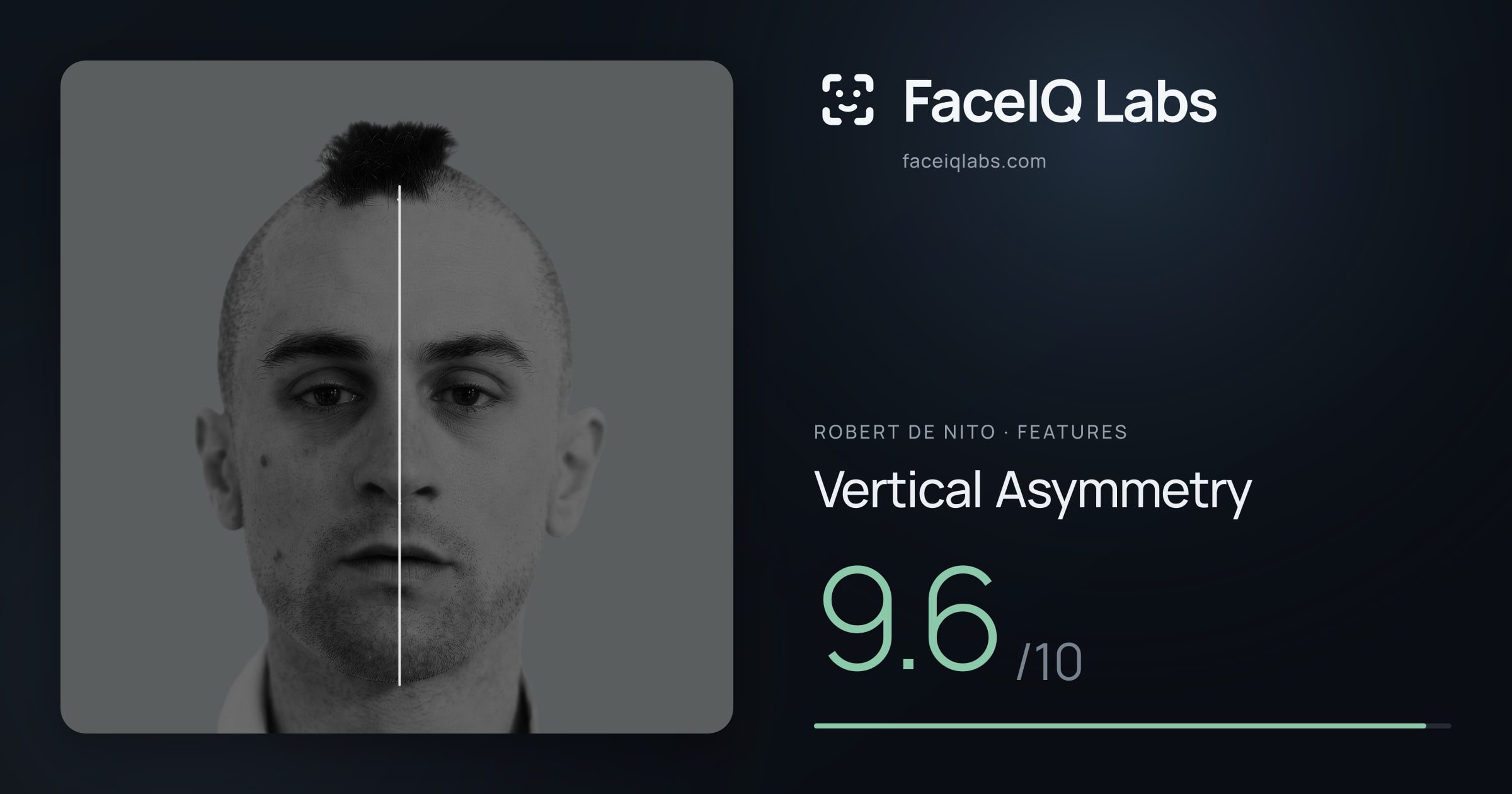 Robert De Nito Vertical Asymmetry: 9.6/10, drawn on the photo