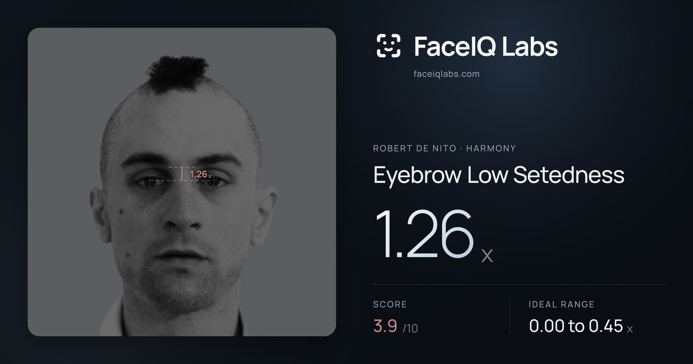 Robert De Nito Eyebrow Low Setedness: 1.26x, drawn on the photo