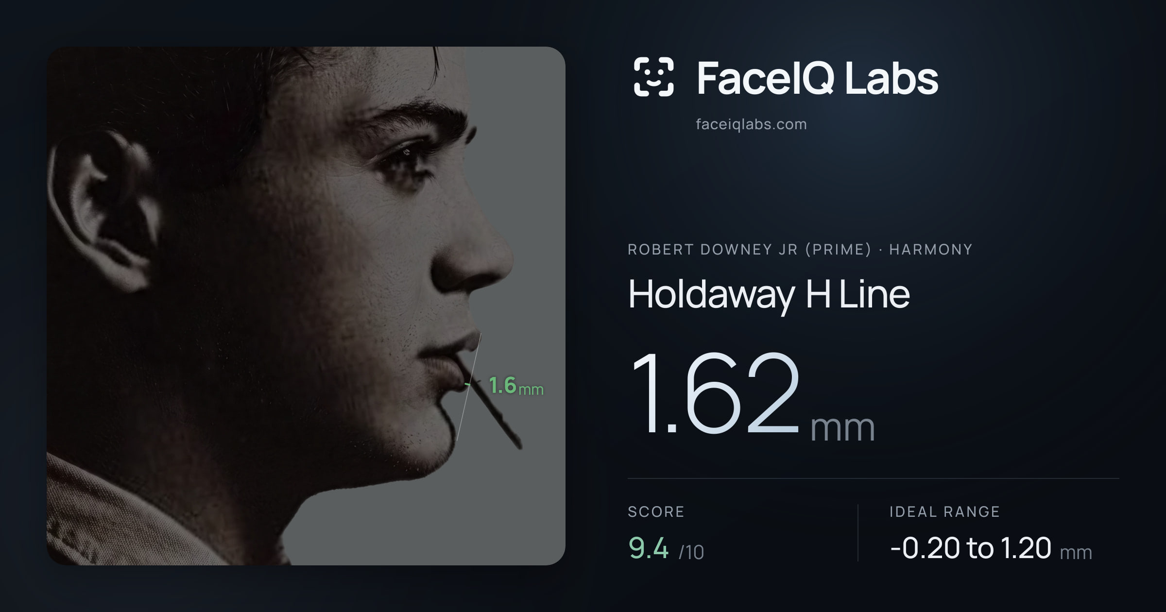 Robert Downey Jr (Prime) Holdaway H Line: 1.62mm, drawn on the photo