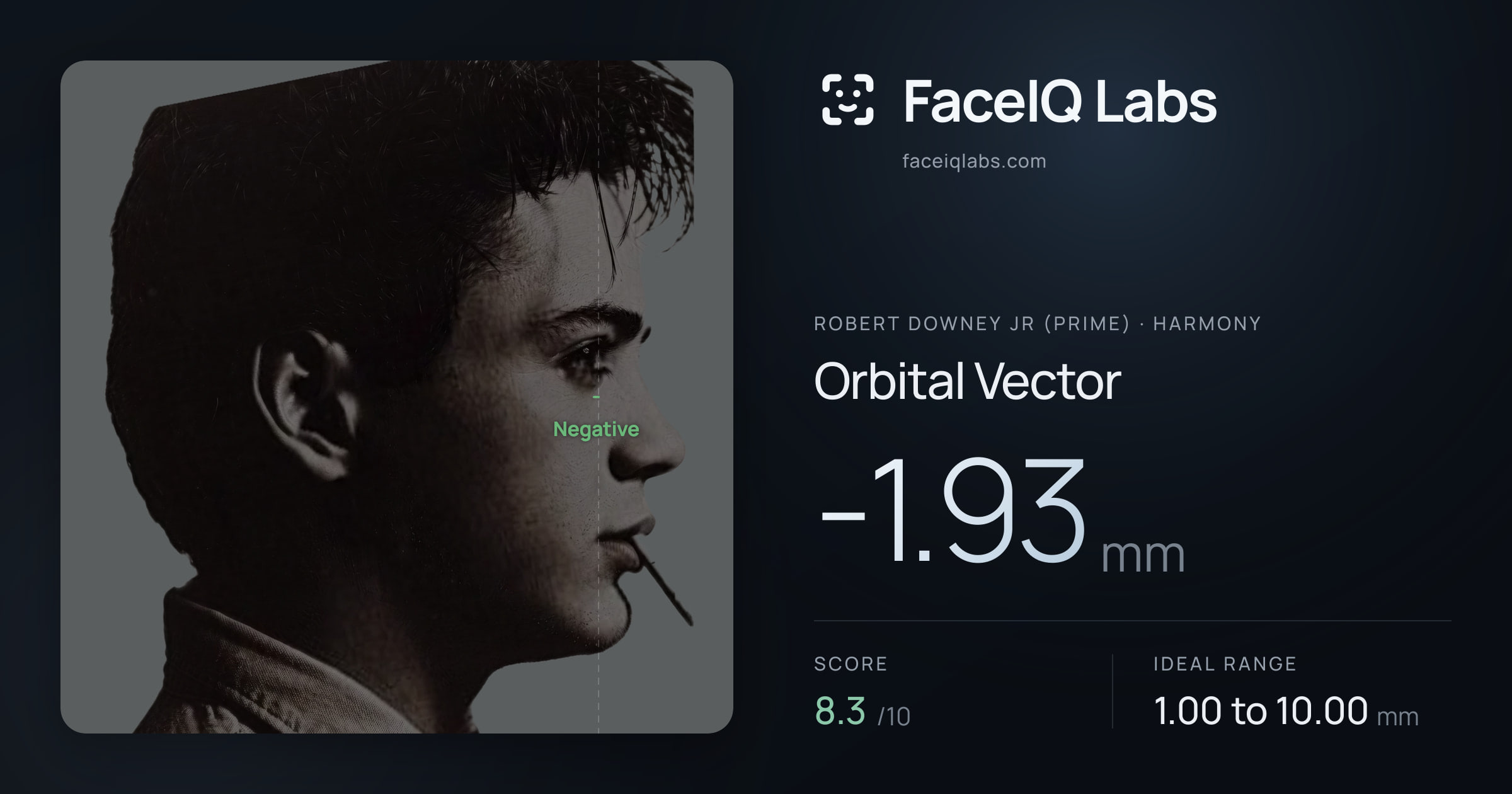 Robert Downey Jr (Prime) Orbital Vector: -1.93mm, drawn on the photo