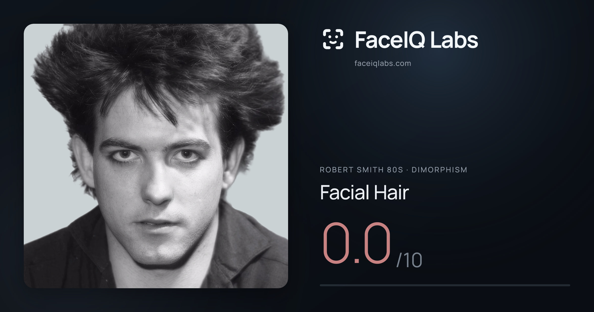 Robert Smith 80s Facial Hair: 0.0/10, drawn on the photo
