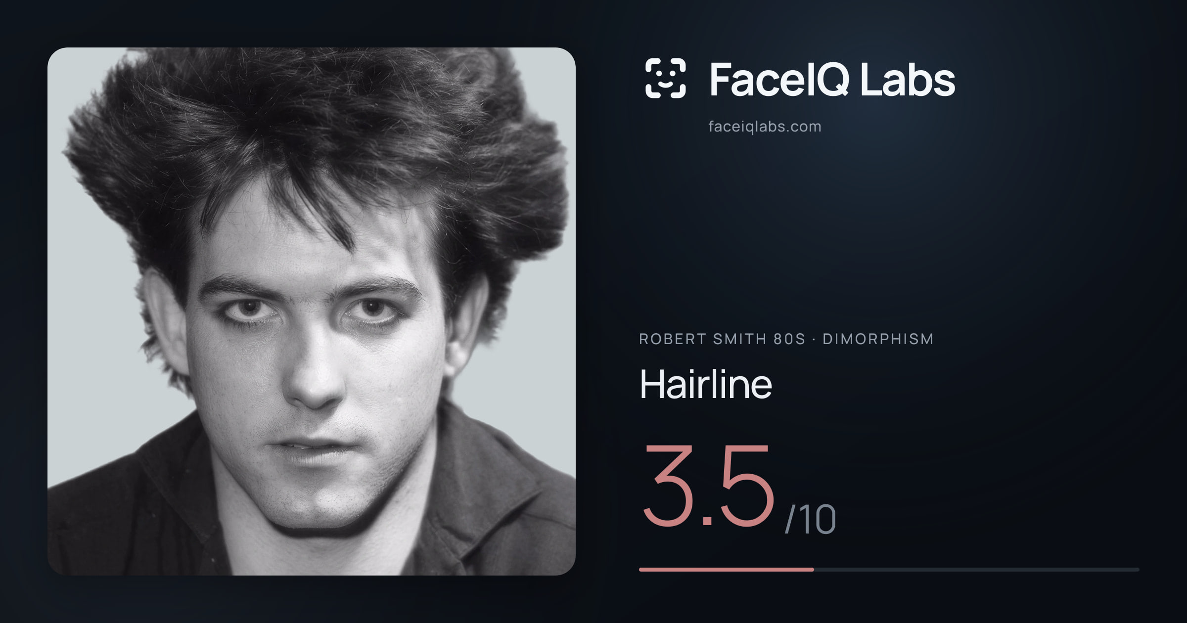 Robert Smith 80s Hairline: 3.5/10, drawn on the photo