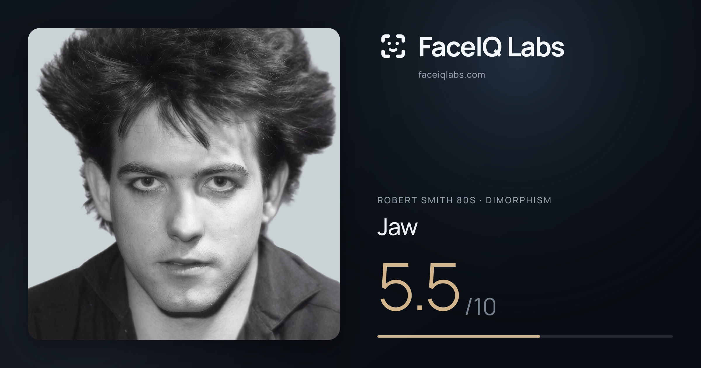 Robert Smith 80s Jaw: 5.5/10, drawn on the photo