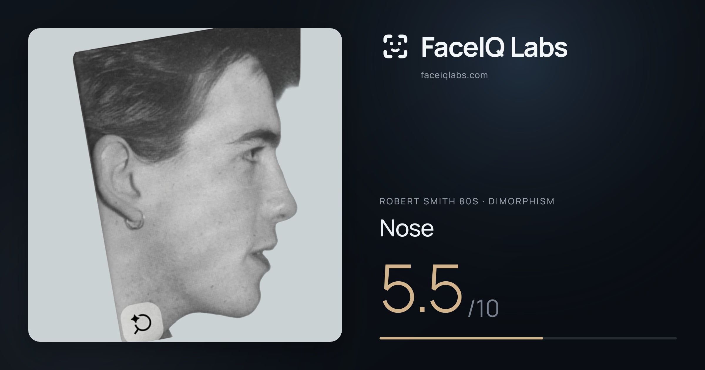 Robert Smith 80s Nose: 5.5/10, drawn on the photo