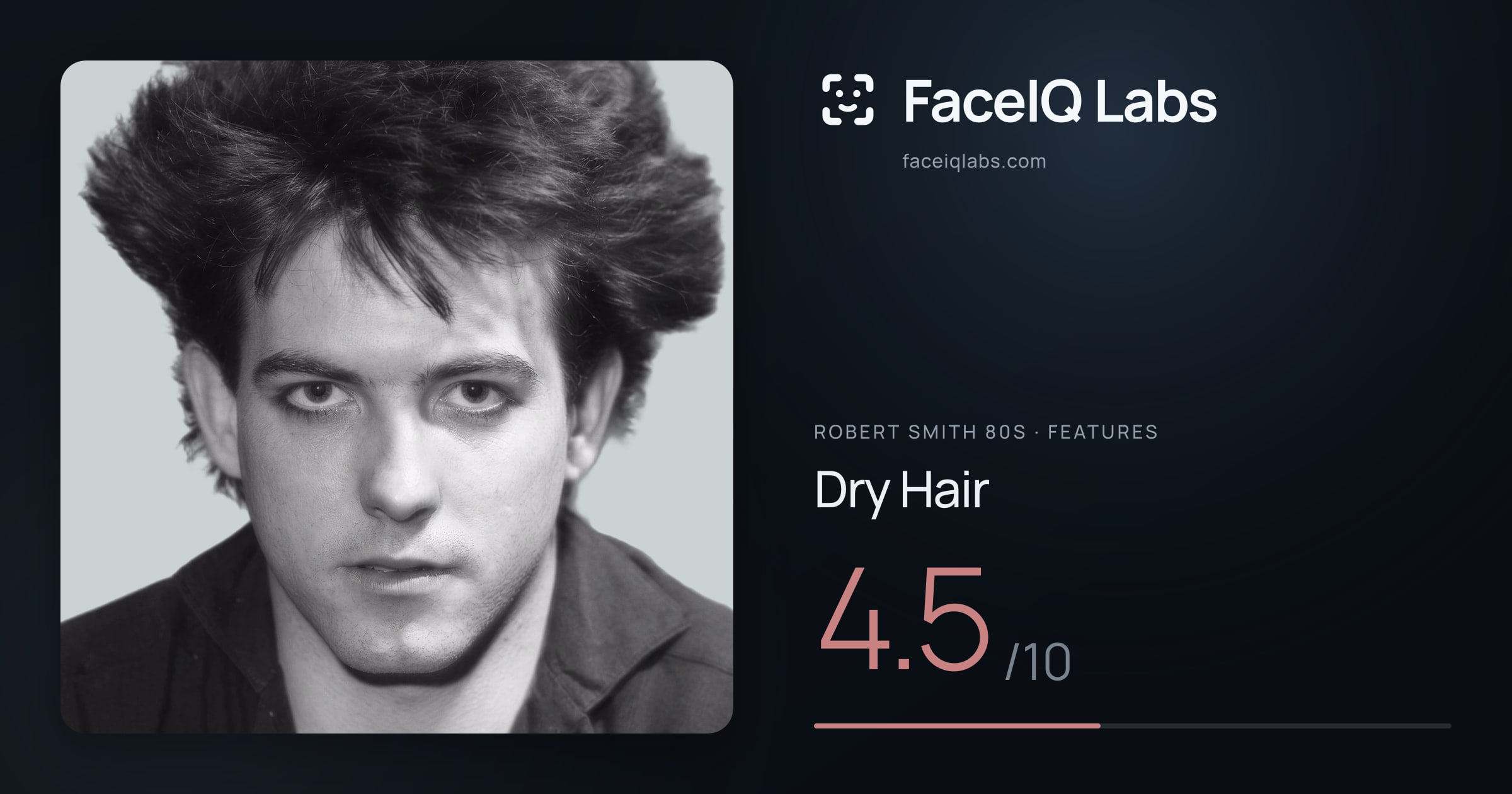 Robert Smith 80s Dry Hair: 4.5/10, drawn on the photo