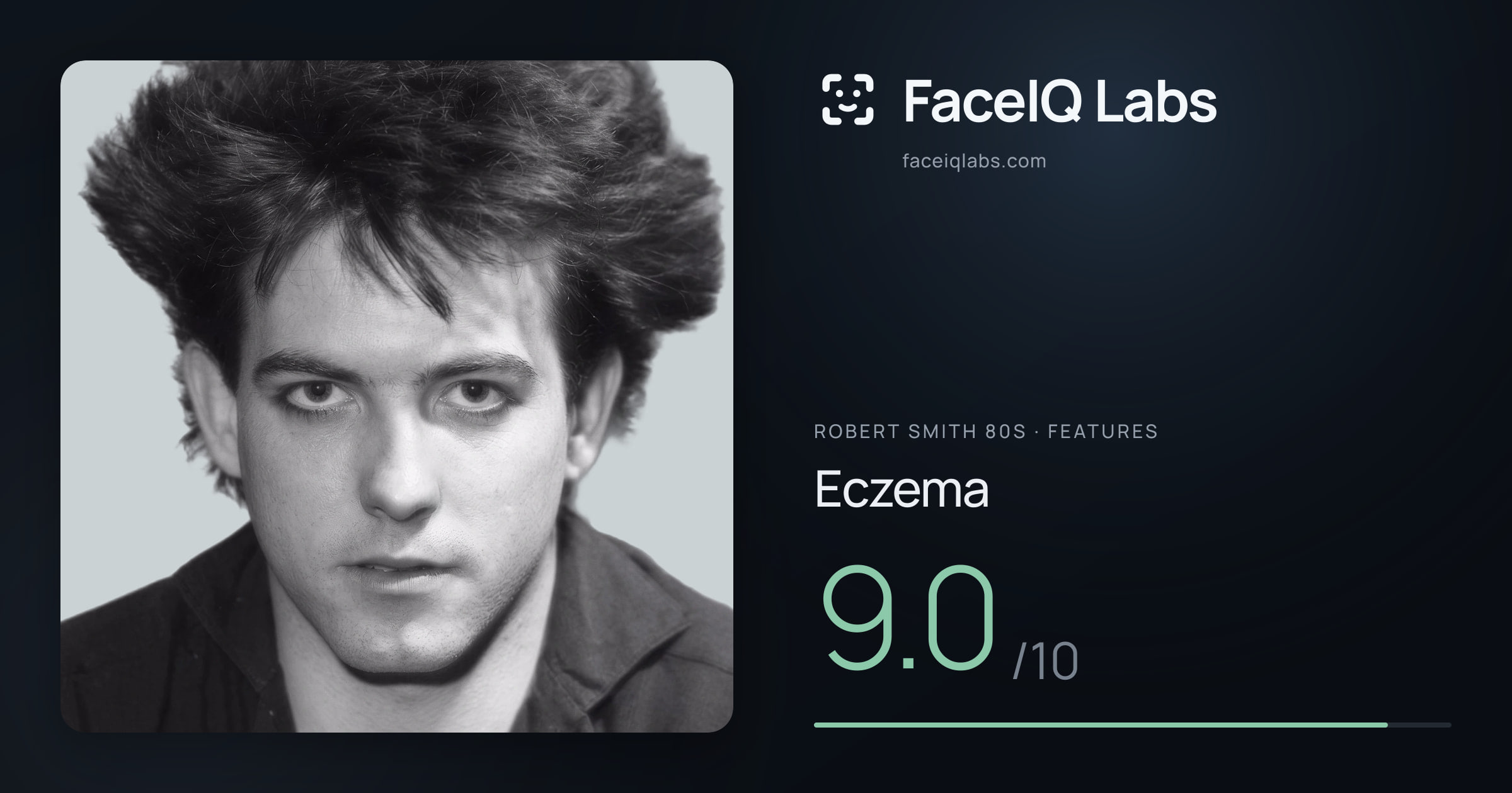 Robert Smith 80s Eczema: 9.0/10, drawn on the photo