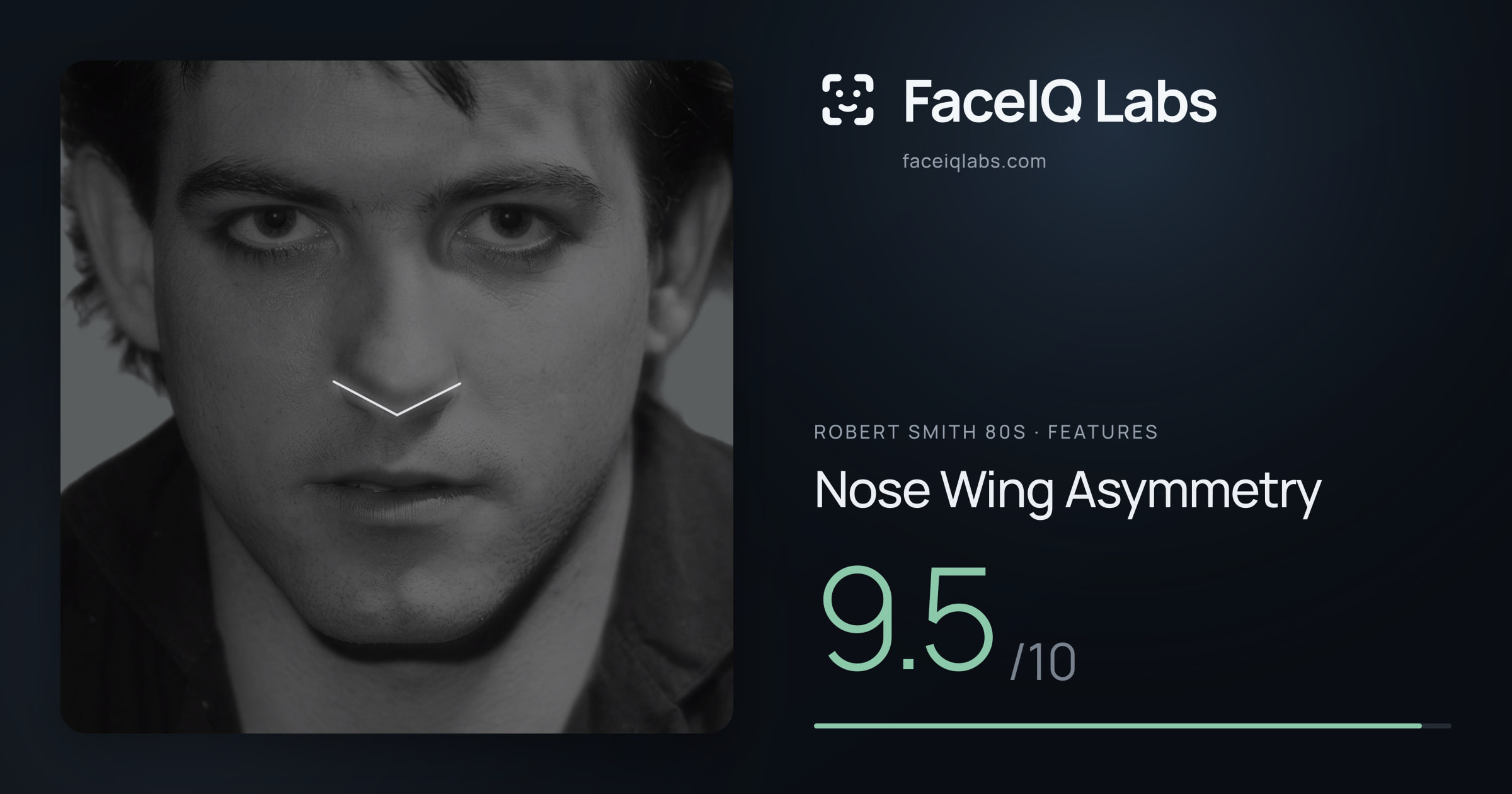 Robert Smith 80s Nose Wing Asymmetry: 9.5/10, drawn on the photo