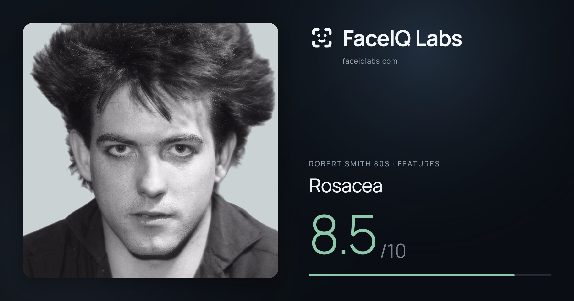 Robert Smith 80s Rosacea: 8.5/10, drawn on the photo