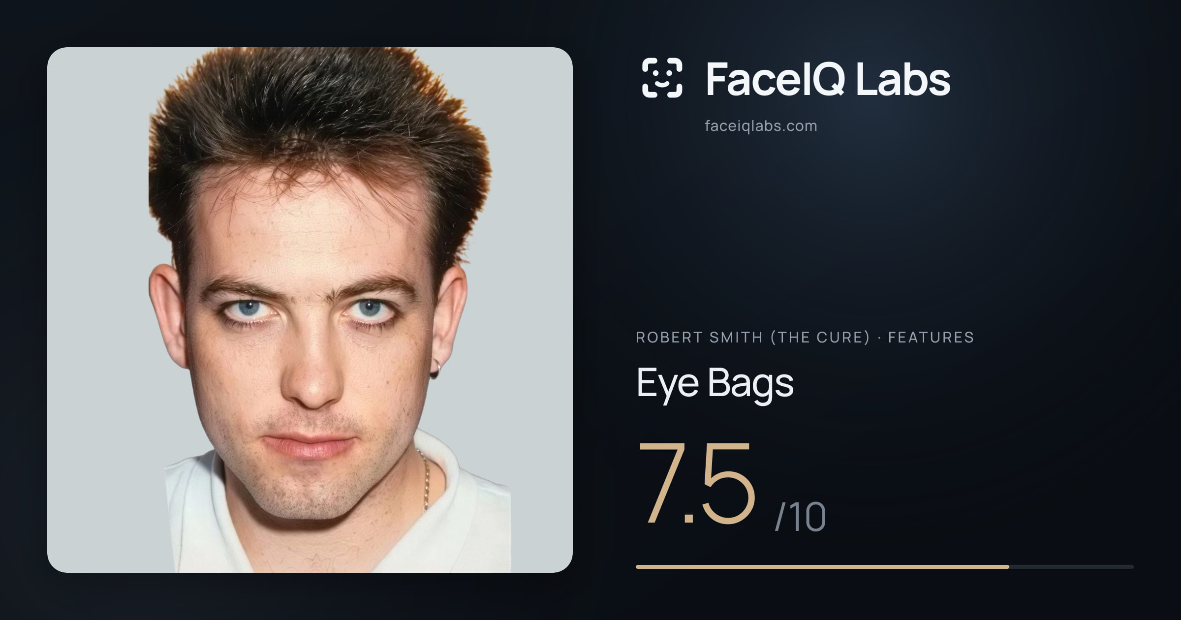 Robert Smith (The cure) Eye Bags: 7.5/10, drawn on the photo