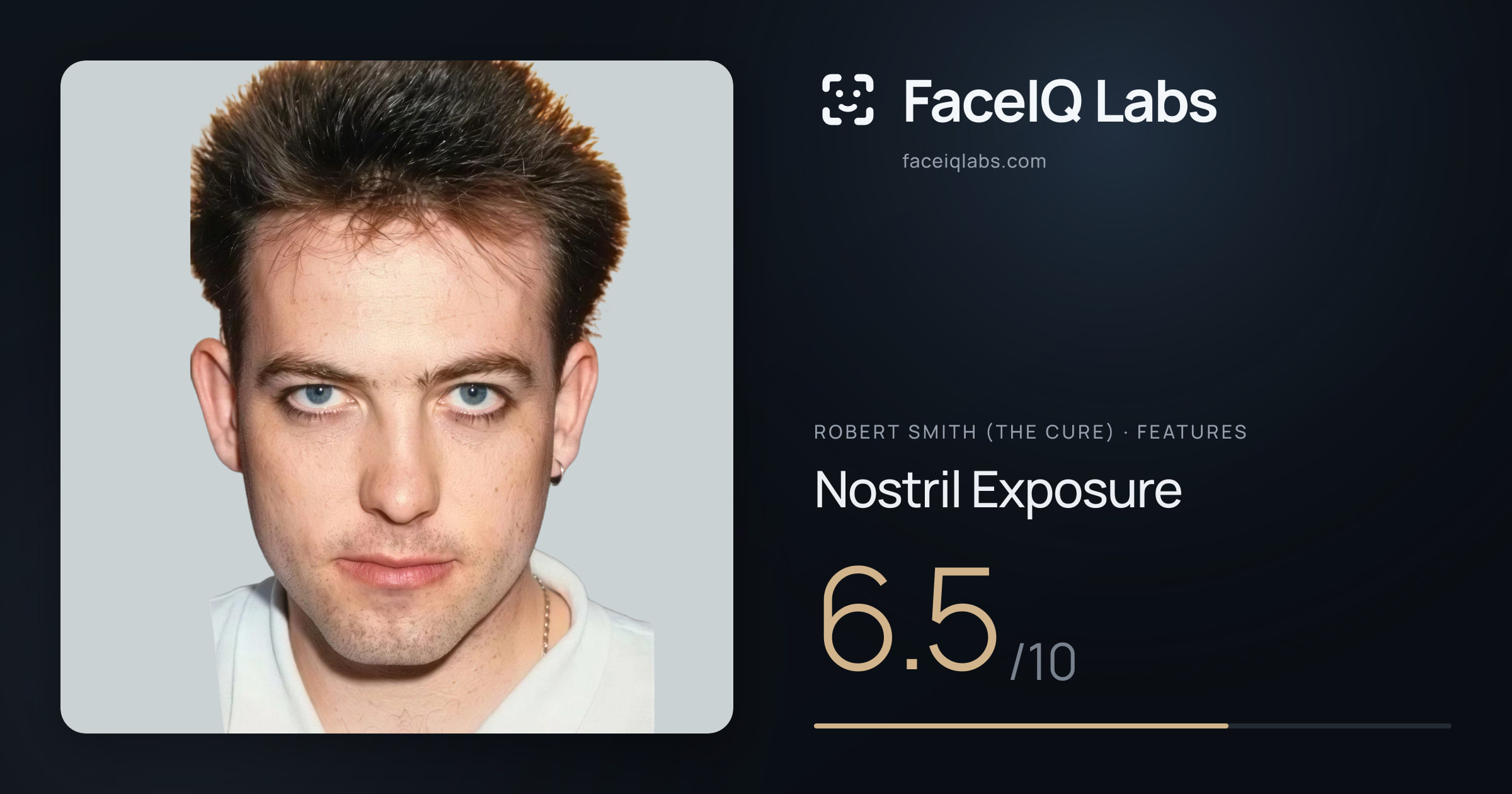 Robert Smith (The cure) Nostril Exposure: 6.5/10, drawn on the photo