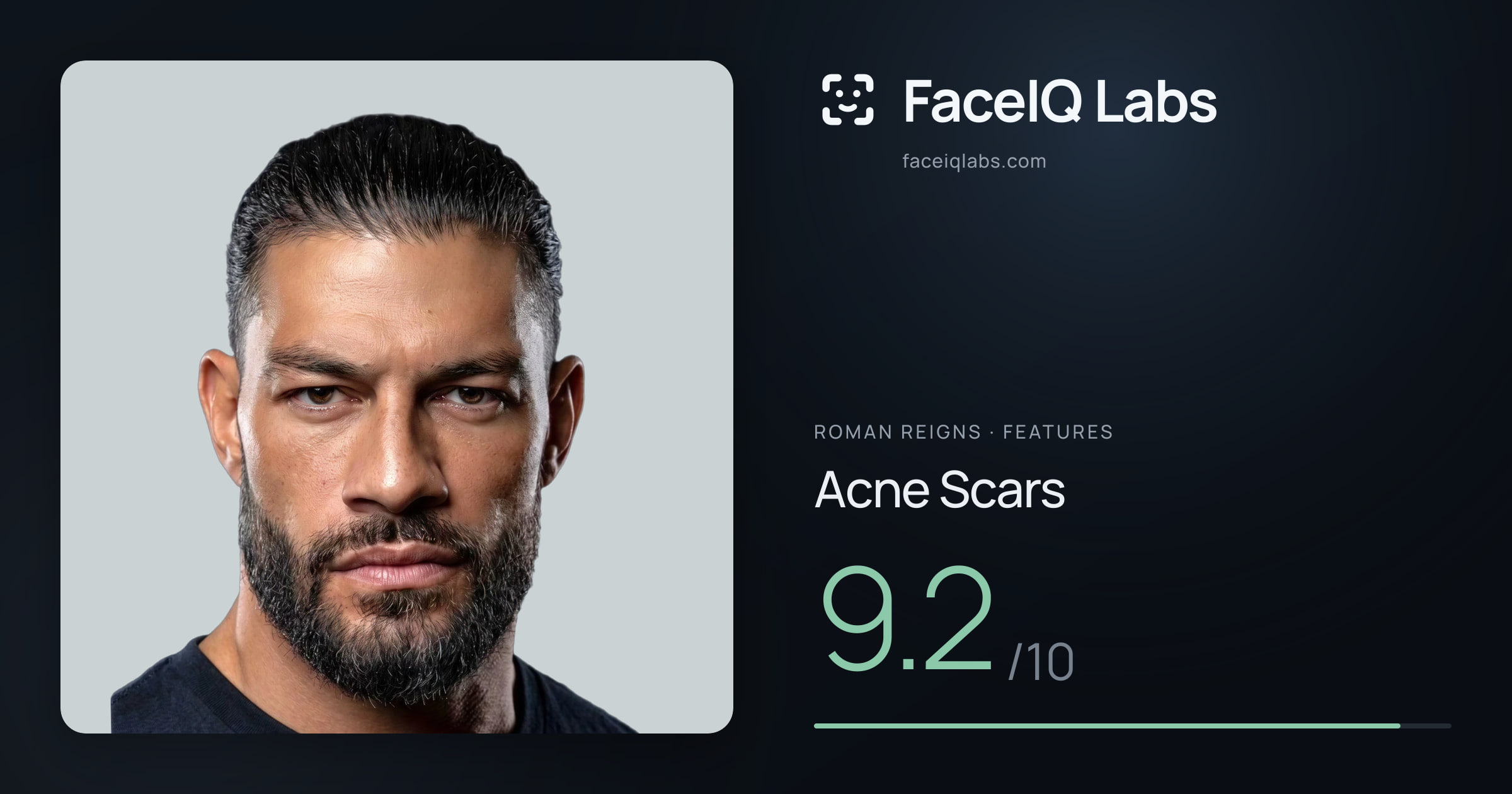 Roman Reigns Acne Scars: 9.2/10, drawn on the photo