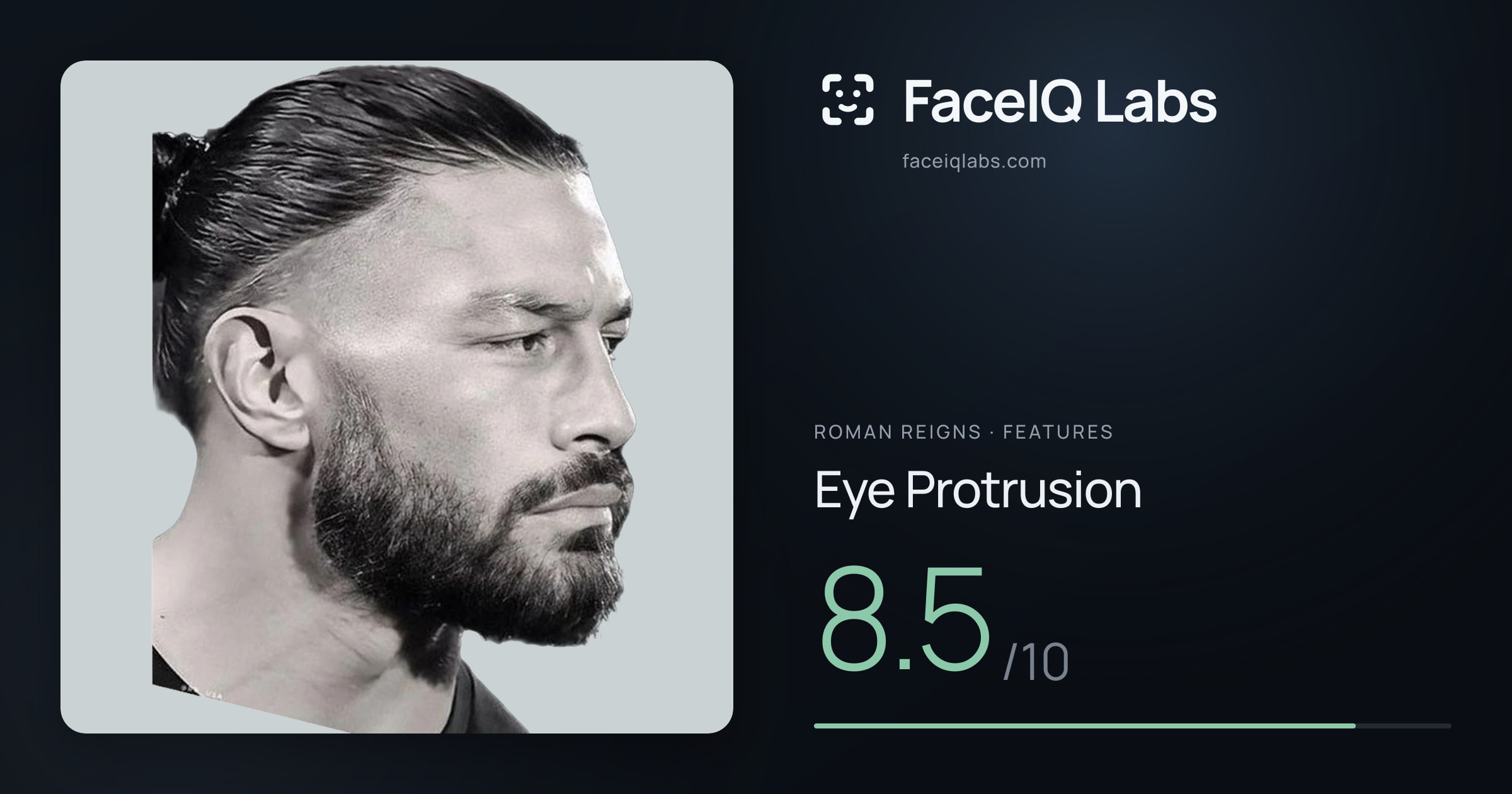 Roman Reigns Eye Protrusion: 8.5/10, drawn on the photo