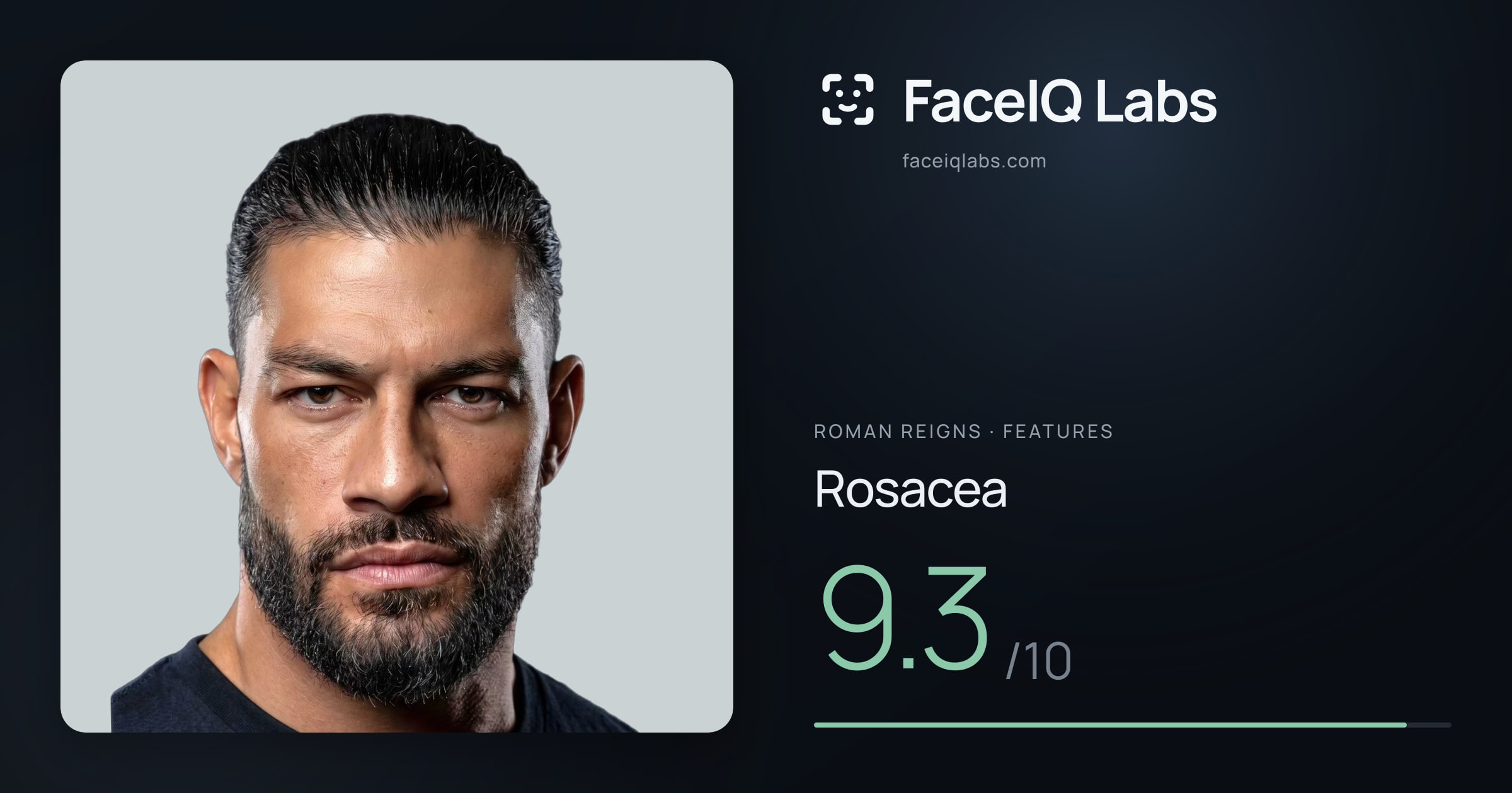 Roman Reigns Rosacea: 9.3/10, drawn on the photo