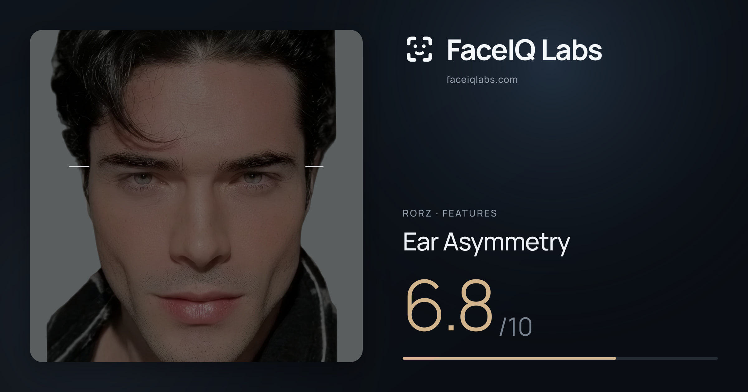 Rorz Ear Asymmetry: 6.8/10, drawn on the photo