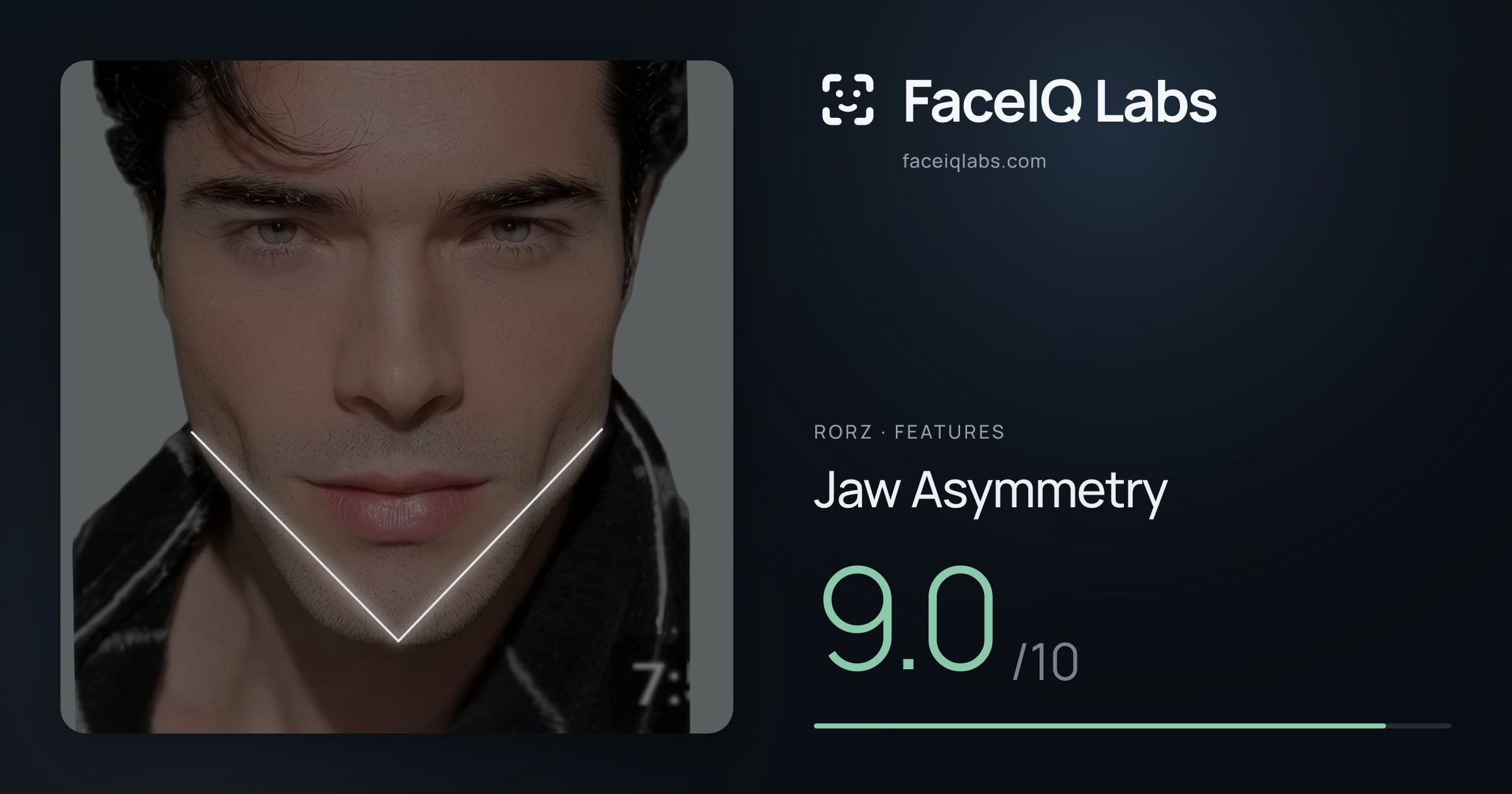 Rorz Jaw Asymmetry: 9.0/10, drawn on the photo