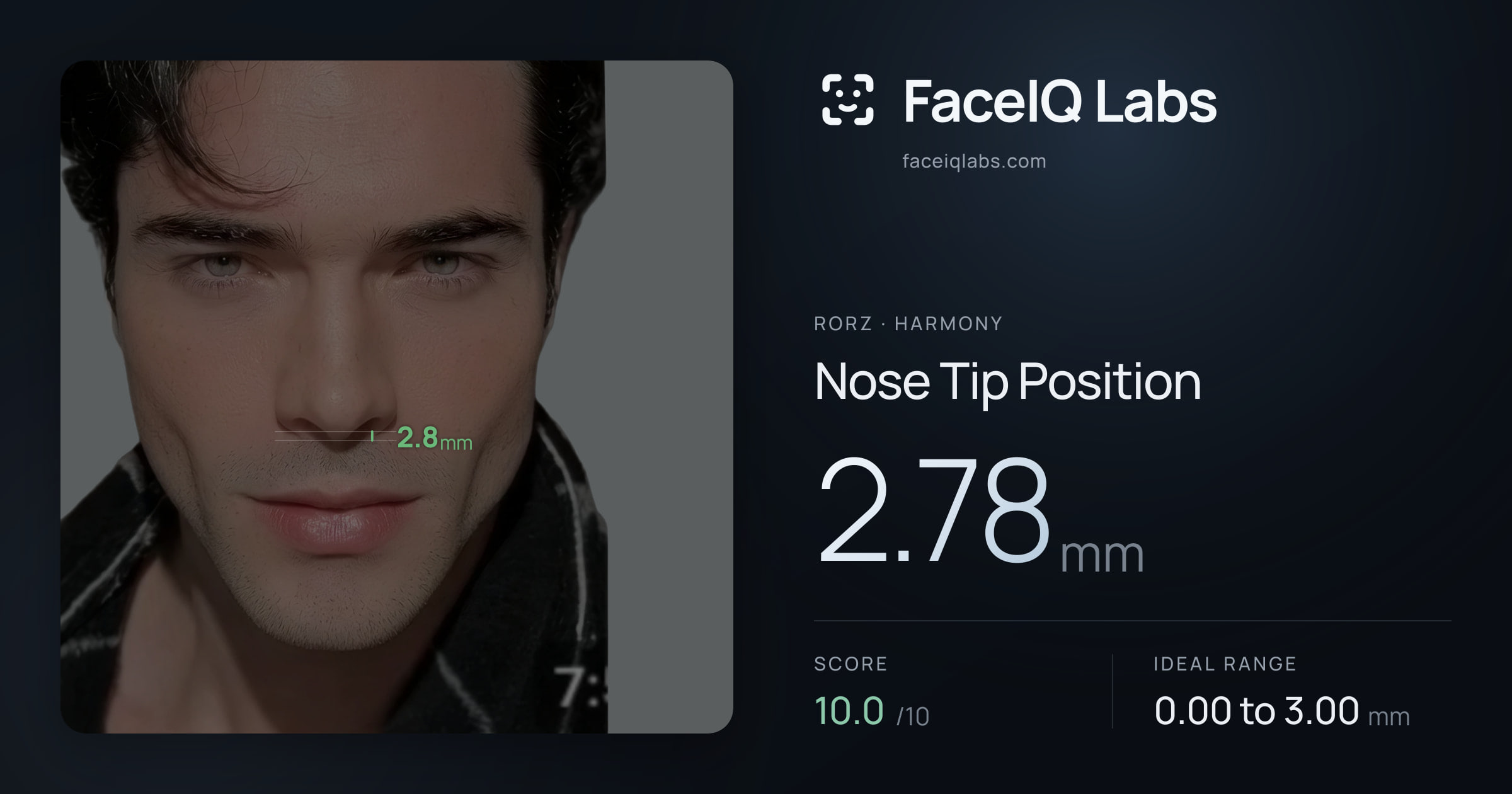 Rorz Nose Tip Position: 2.78mm, drawn on the photo