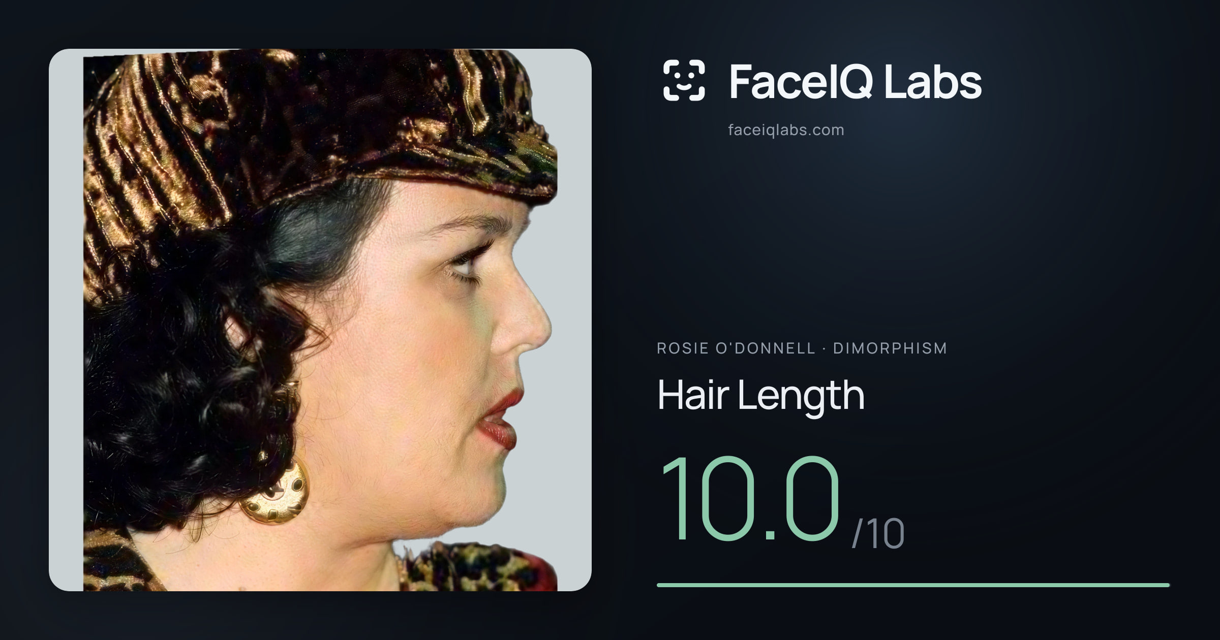 Rosie O'Donnell Hair Length: 10.0/10, drawn on the photo