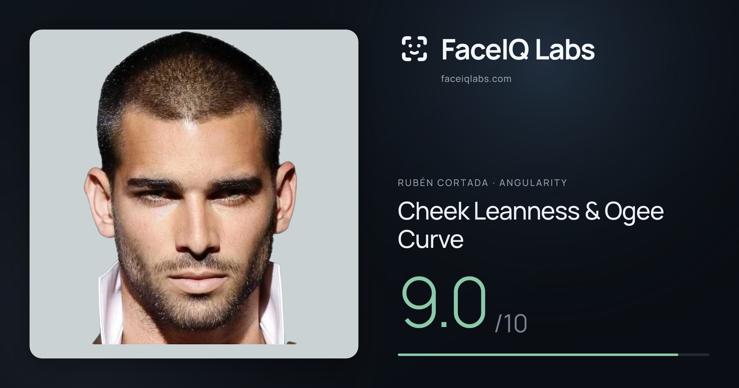 Rubén Cortada Cheek Leanness & Ogee Curve: 9.0/10, drawn on the photo