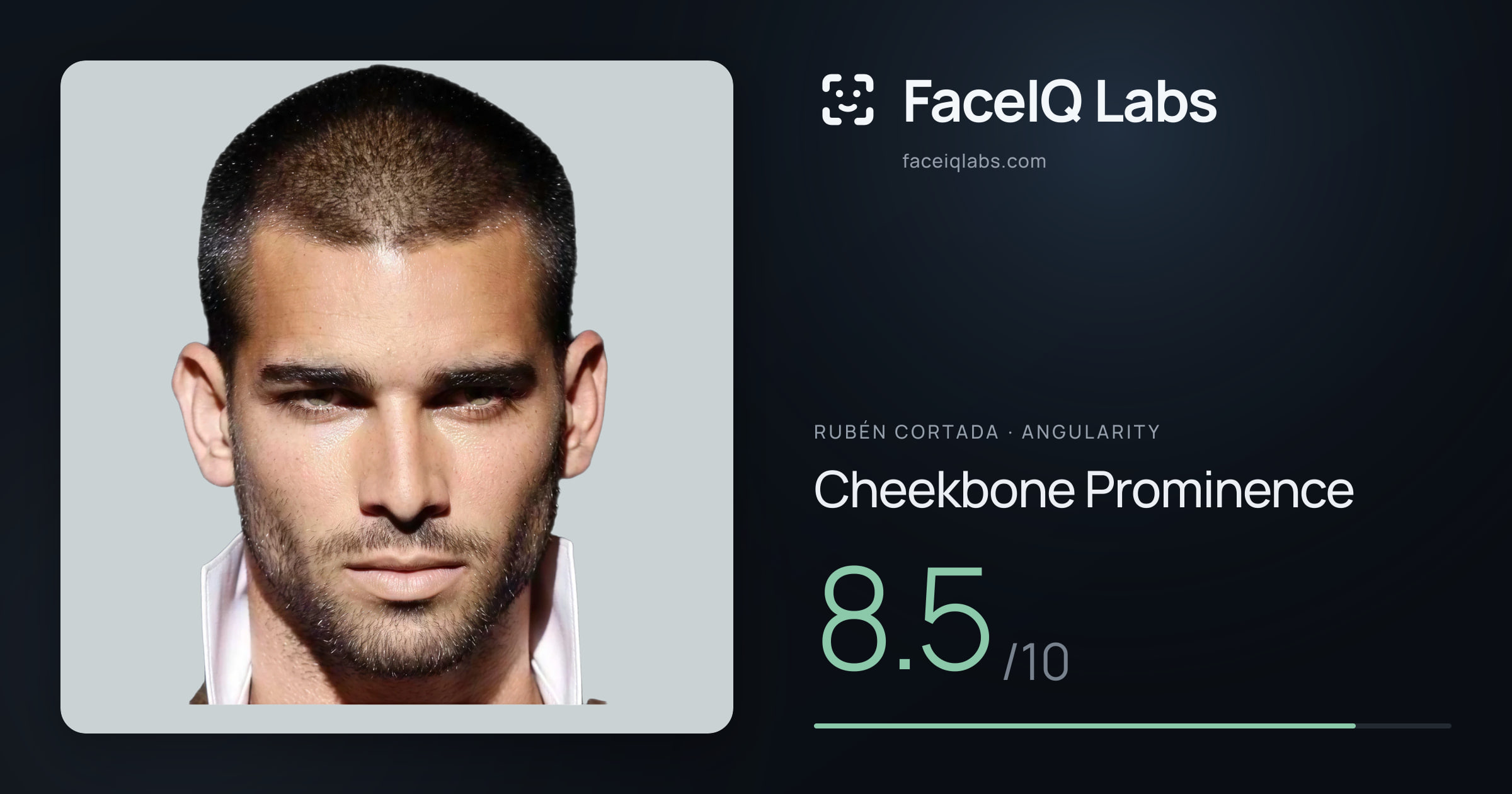 Rubén Cortada Cheekbone Prominence: 8.5/10, drawn on the photo