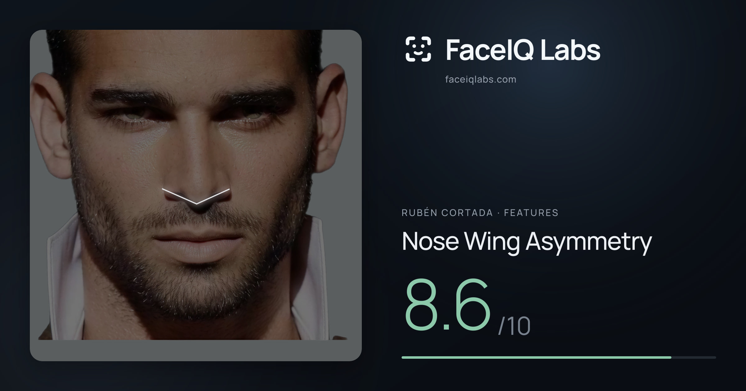 Rubén Cortada Nose Wing Asymmetry: 8.6/10, drawn on the photo