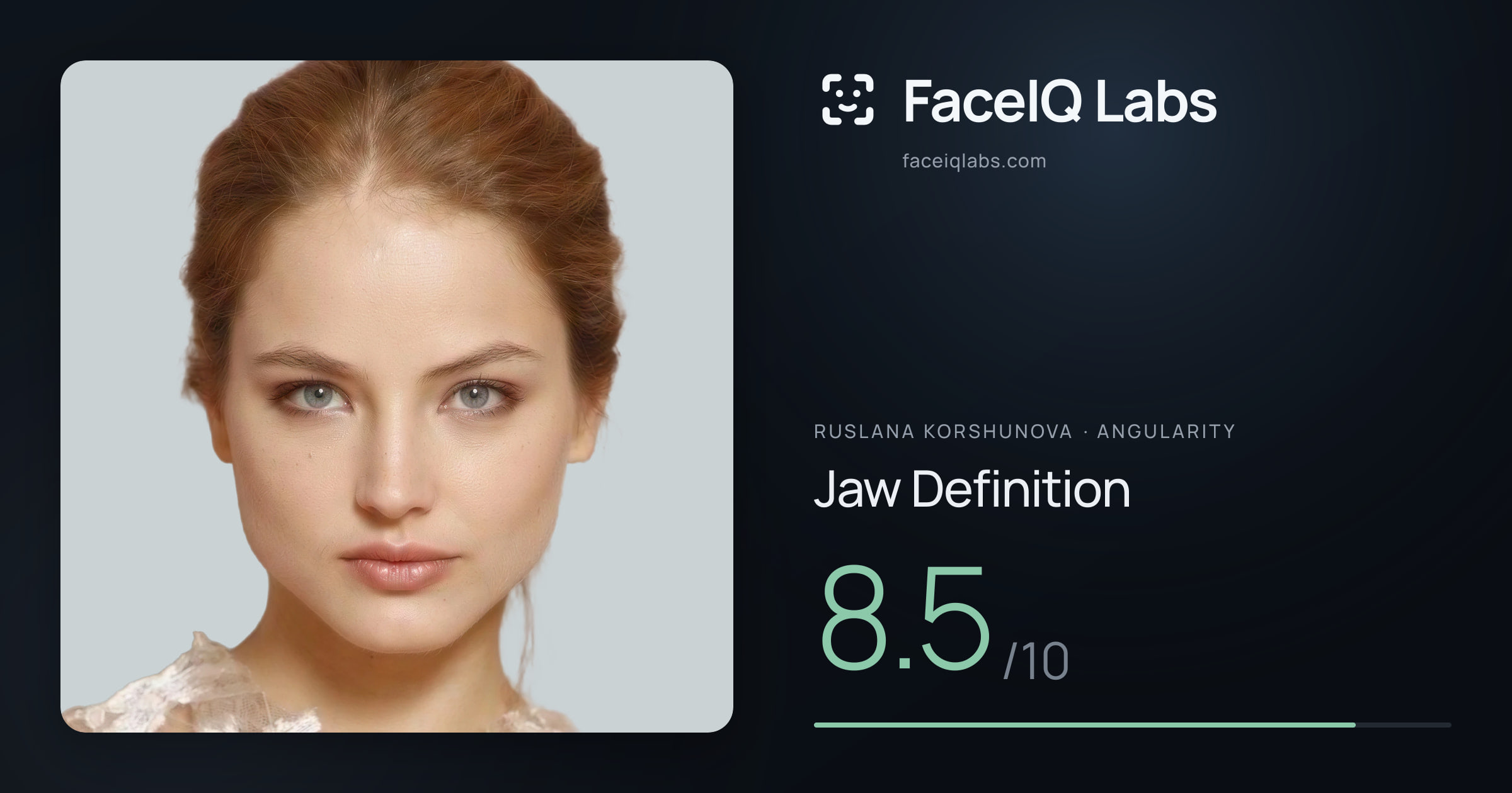Ruslana Korshunova Jaw Definition: 8.5/10, drawn on the photo