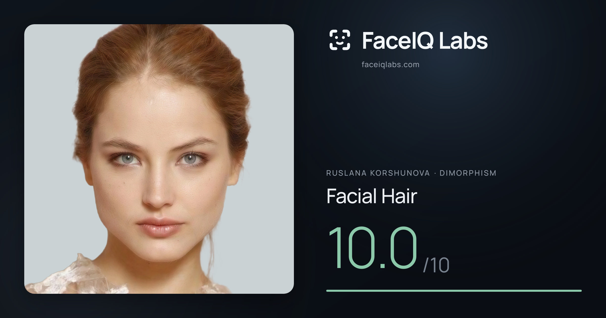 Ruslana Korshunova Facial Hair: 10.0/10, drawn on the photo