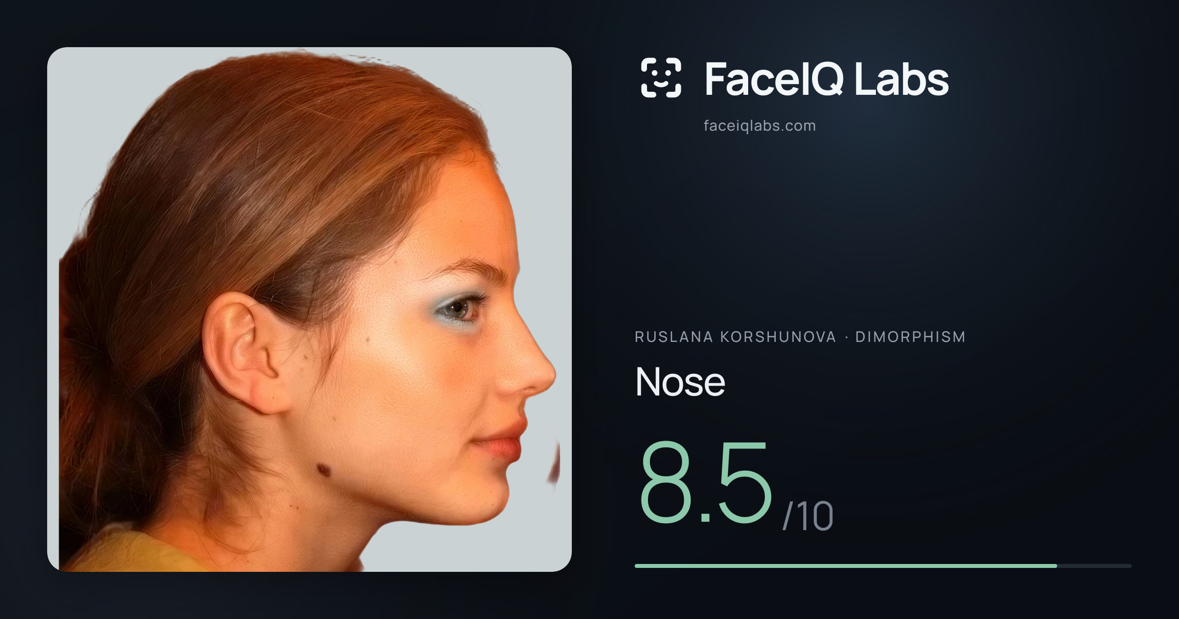 Ruslana Korshunova Nose: 8.5/10, drawn on the photo