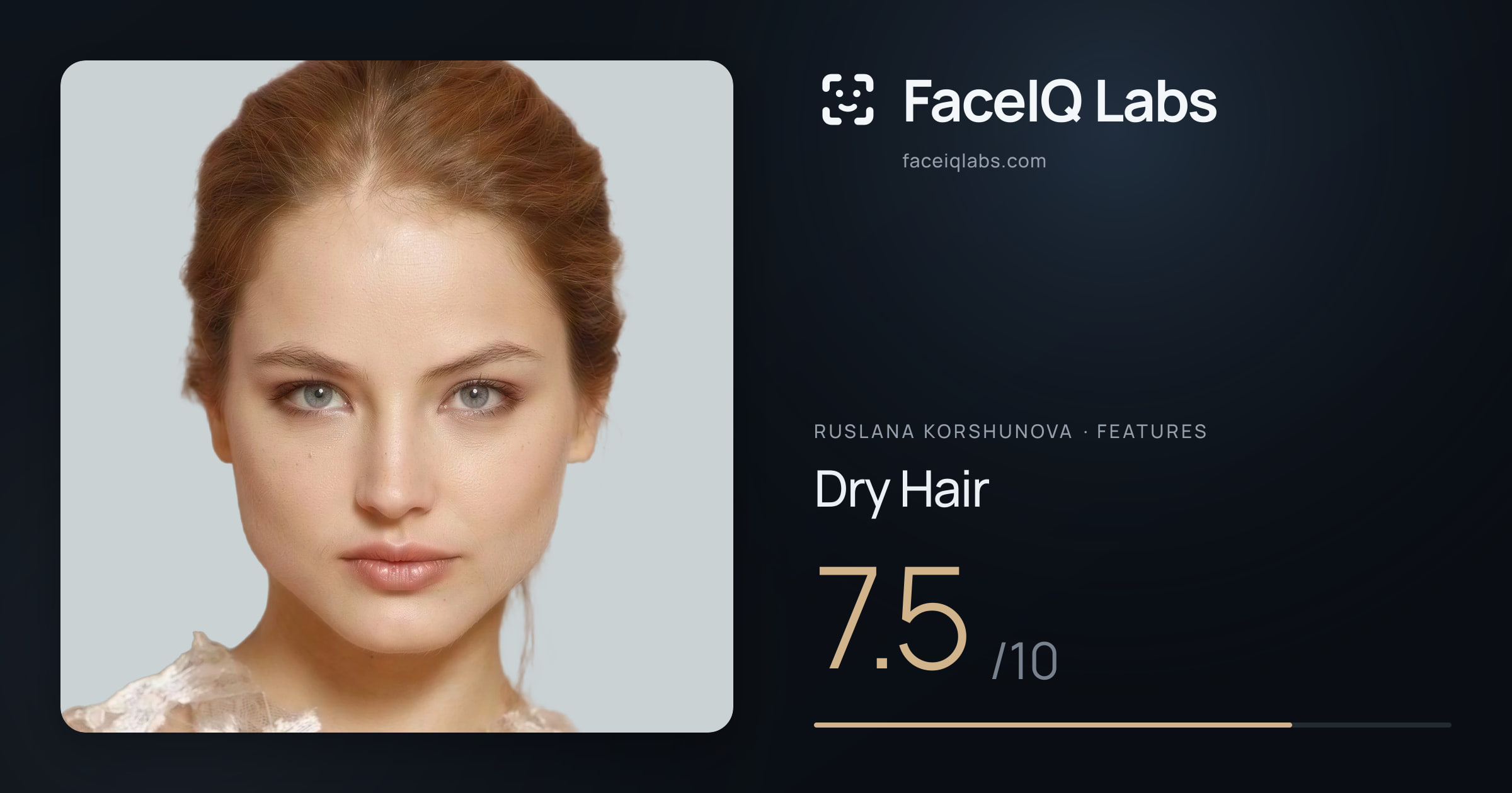 Ruslana Korshunova Dry Hair: 7.5/10, drawn on the photo