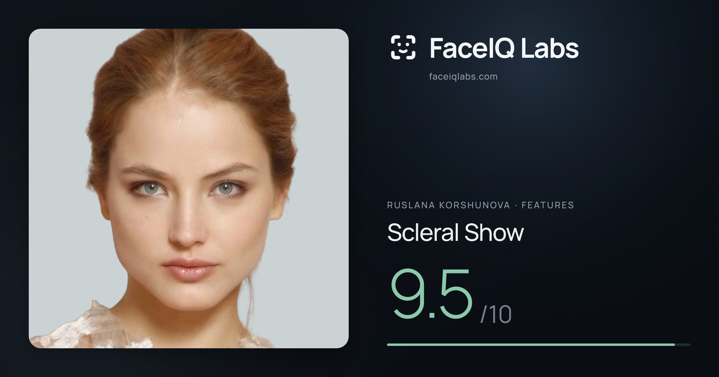 Ruslana Korshunova Scleral Show: 9.5/10, drawn on the photo