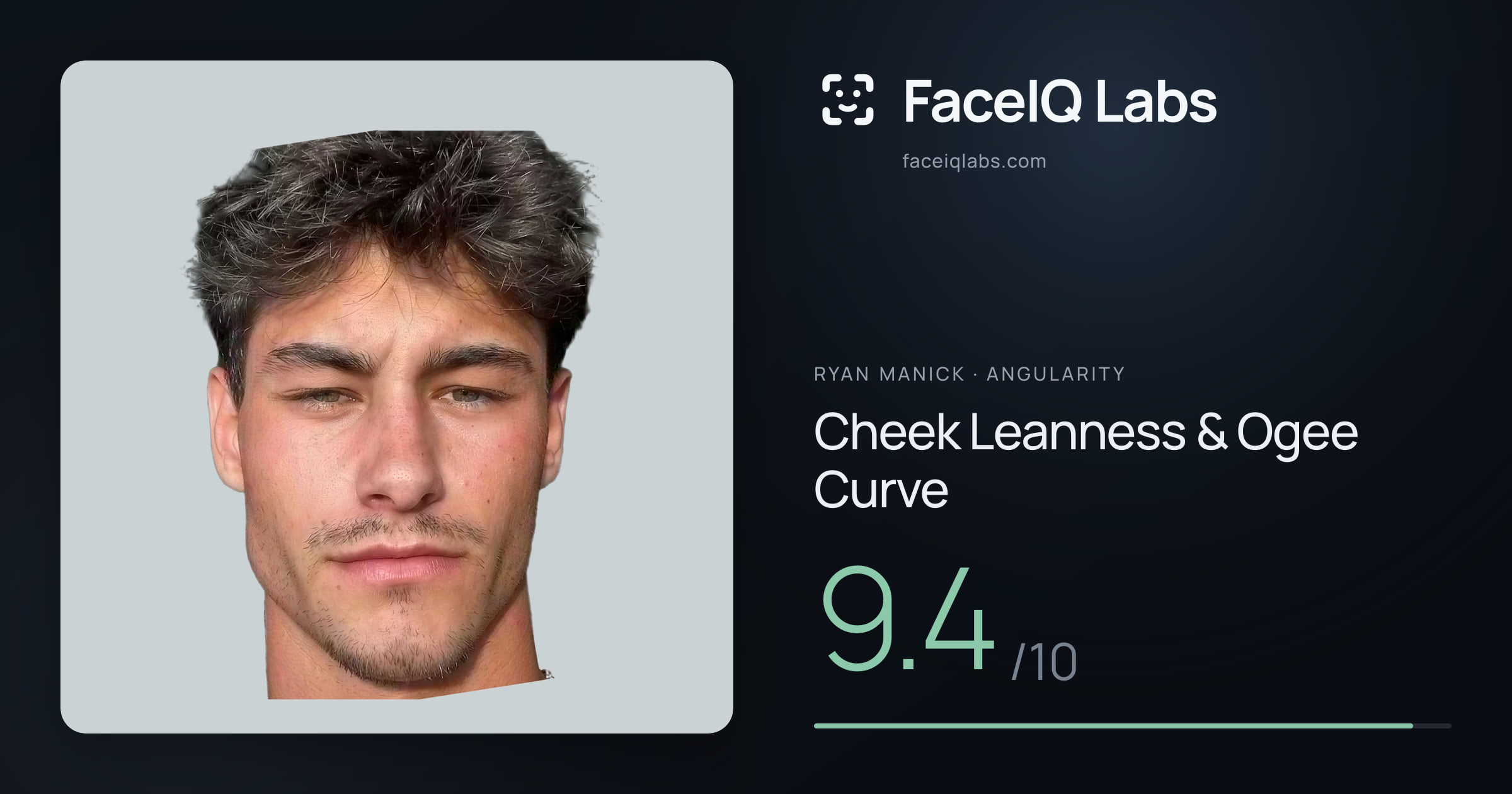 Ryan Manick Cheek Leanness & Ogee Curve: 9.4/10, drawn on the photo