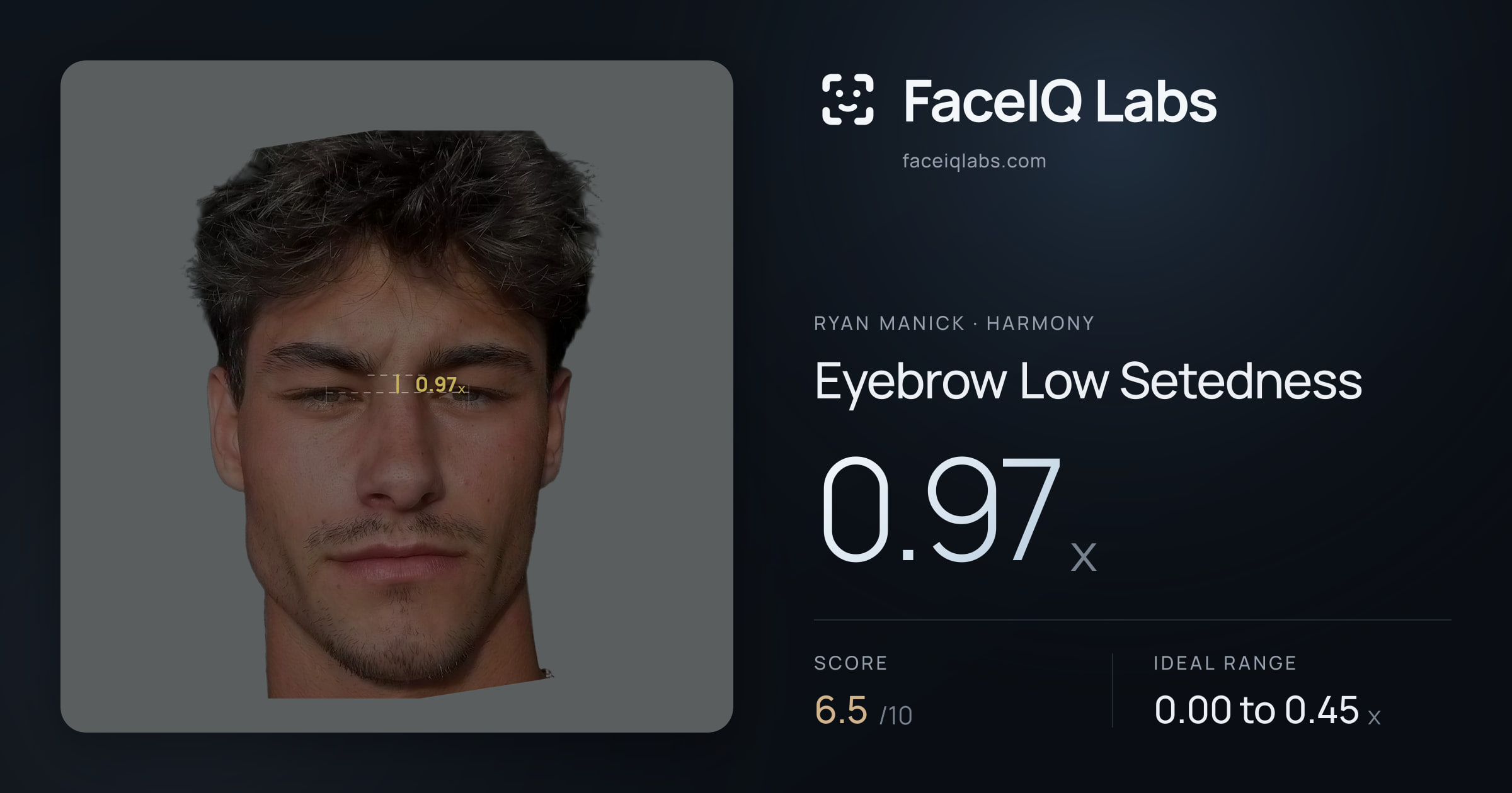 Ryan Manick Eyebrow Low Setedness: 0.97x, drawn on the photo