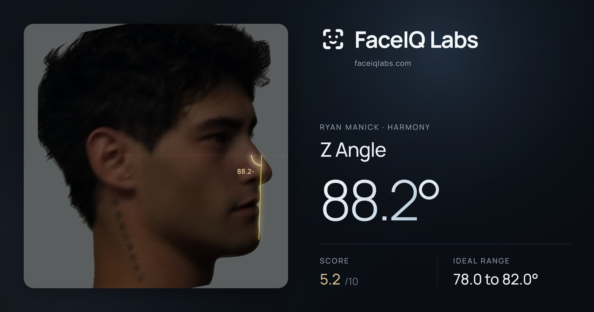 Ryan Manick Z Angle: 88.2°, drawn on the photo