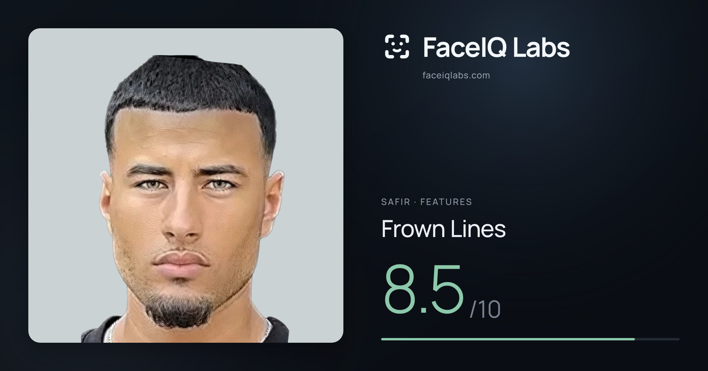Safir Frown Lines: 8.5/10, drawn on the photo