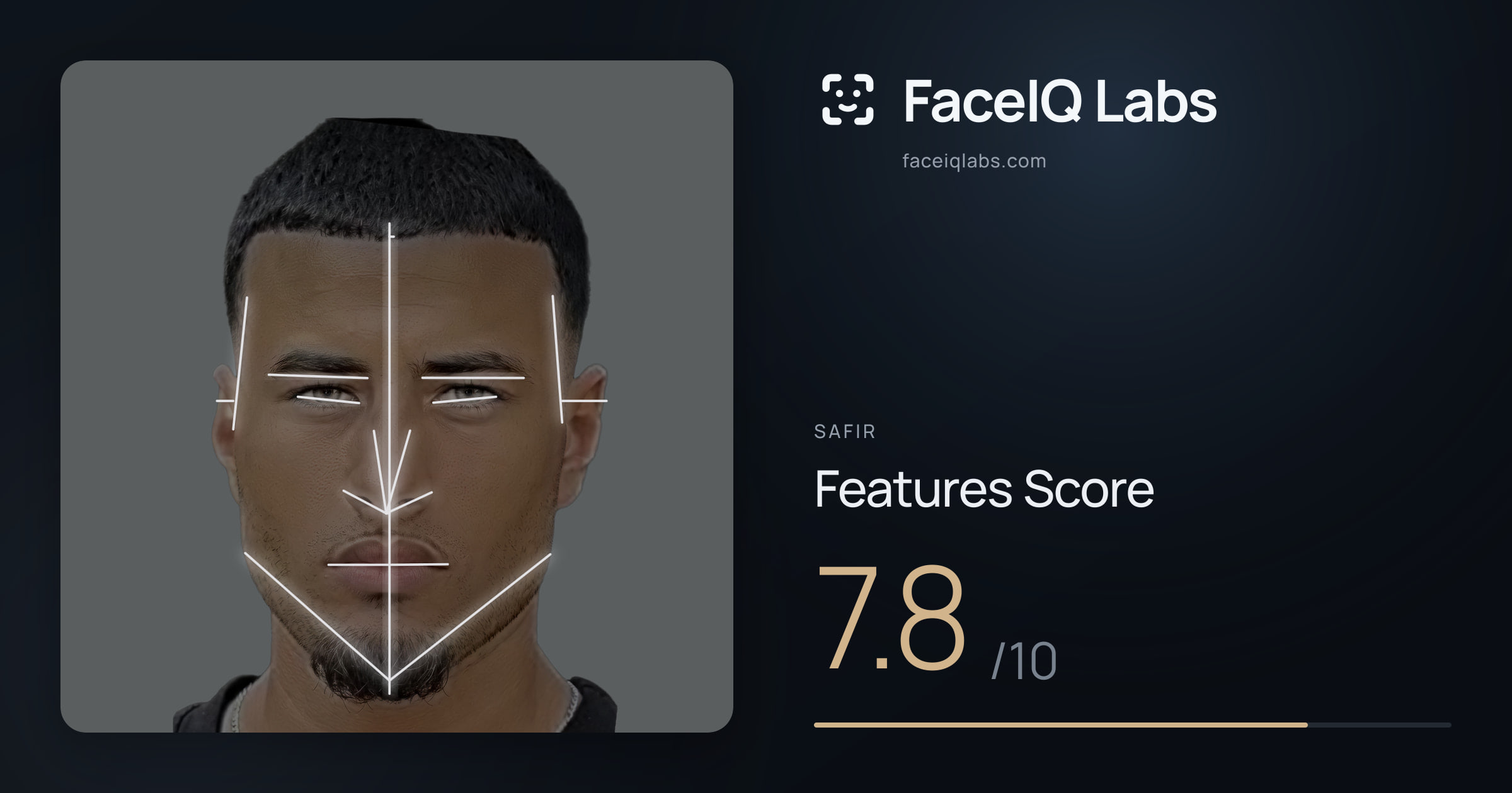 Safir Features: 7.7/10, with each assessment drawn on the photo