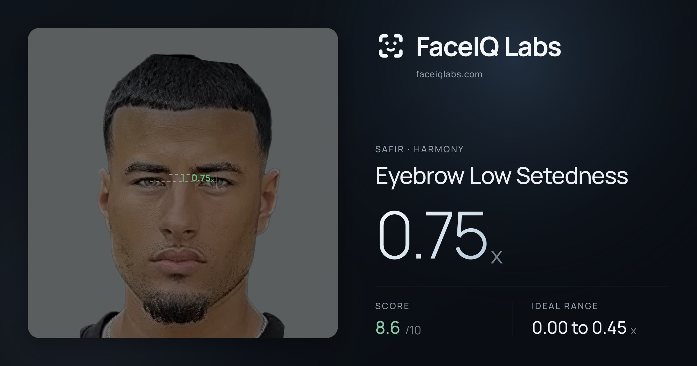 Safir Eyebrow Low Setedness: 0.75x, drawn on the photo