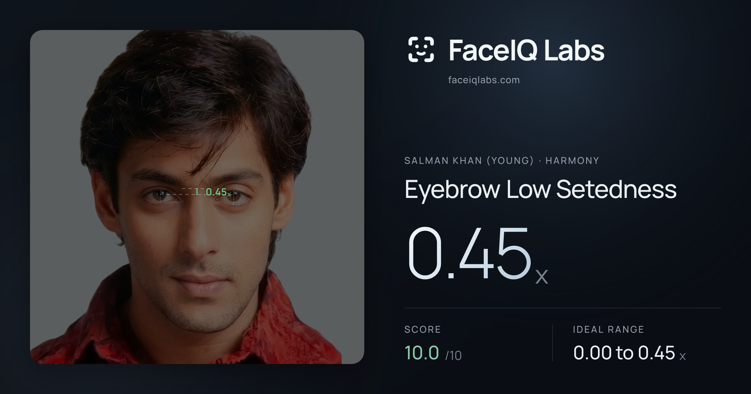 Salman Khan (Young) Eyebrow Low Setedness: 0.45x, drawn on the photo