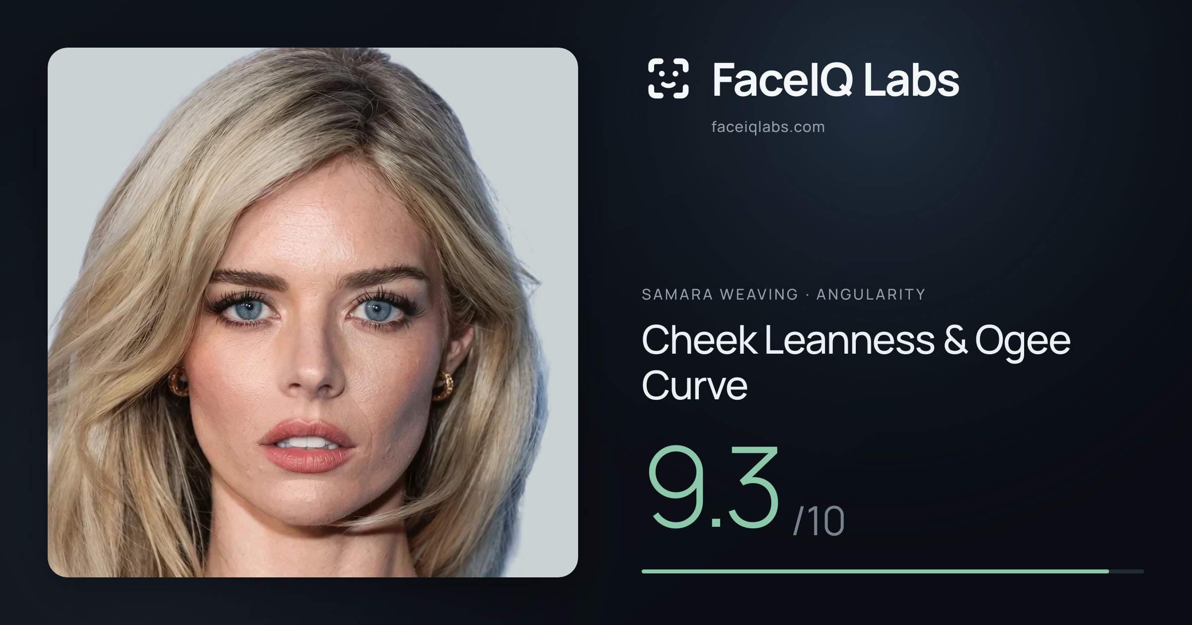 Samara Weaving Cheek Leanness & Ogee Curve: 7.8/10, drawn on the photo