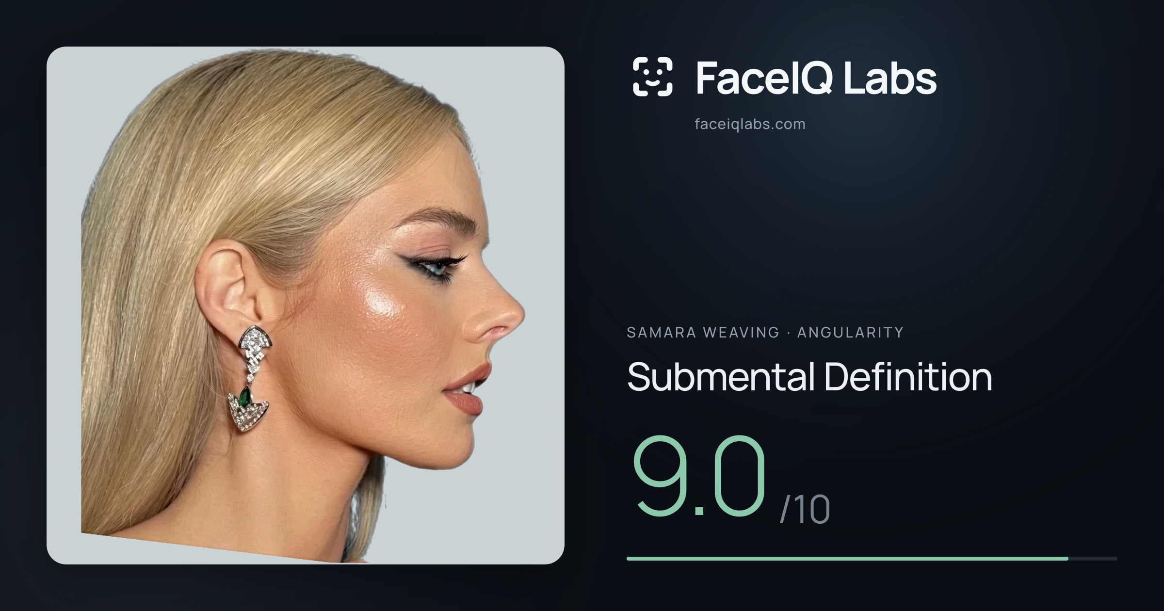 Samara Weaving Submental Definition: 8.1/10, drawn on the photo