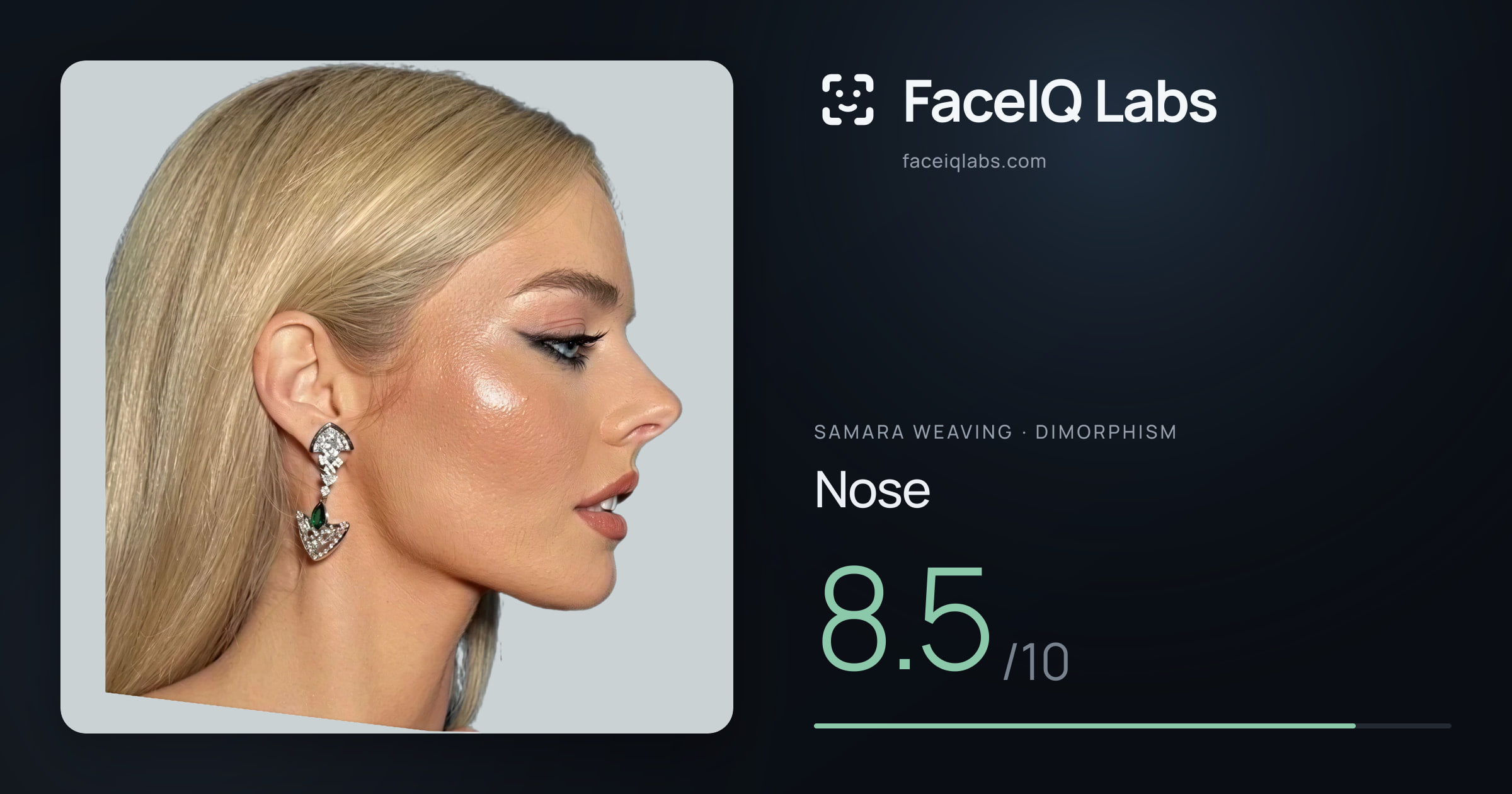 Samara Weaving Nose: 8.5/10, drawn on the photo