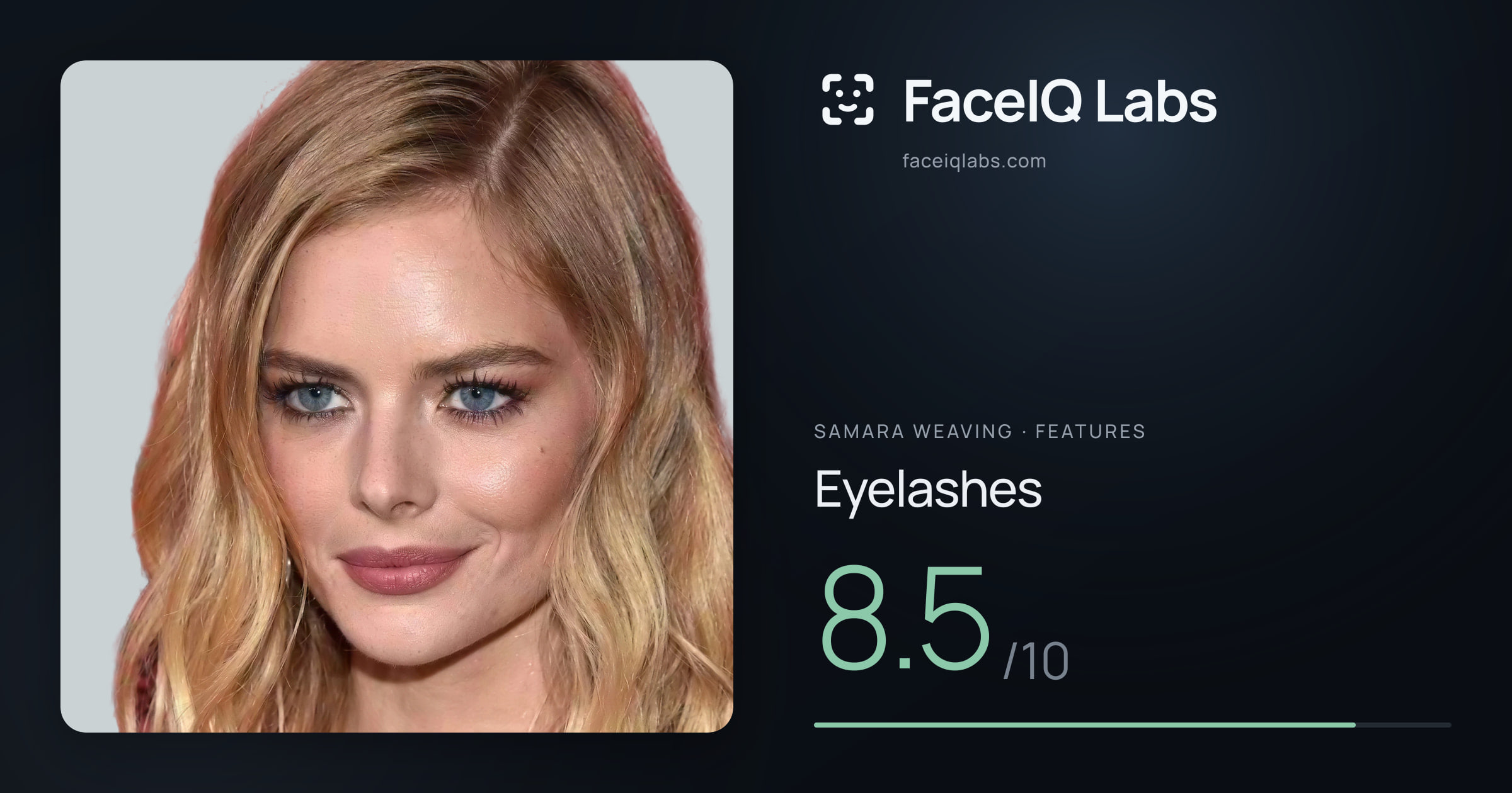 Samara Weaving Eyelashes: 8.5/10, drawn on the photo