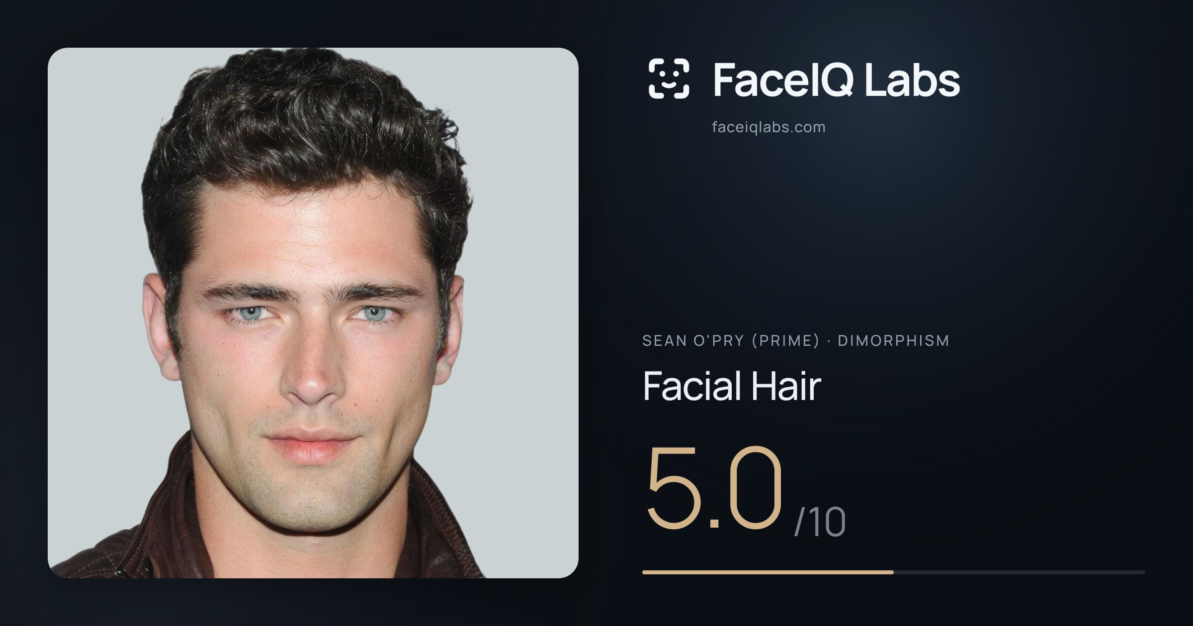 Sean O'Pry (Prime) Facial Hair: 5.0/10, drawn on the photo