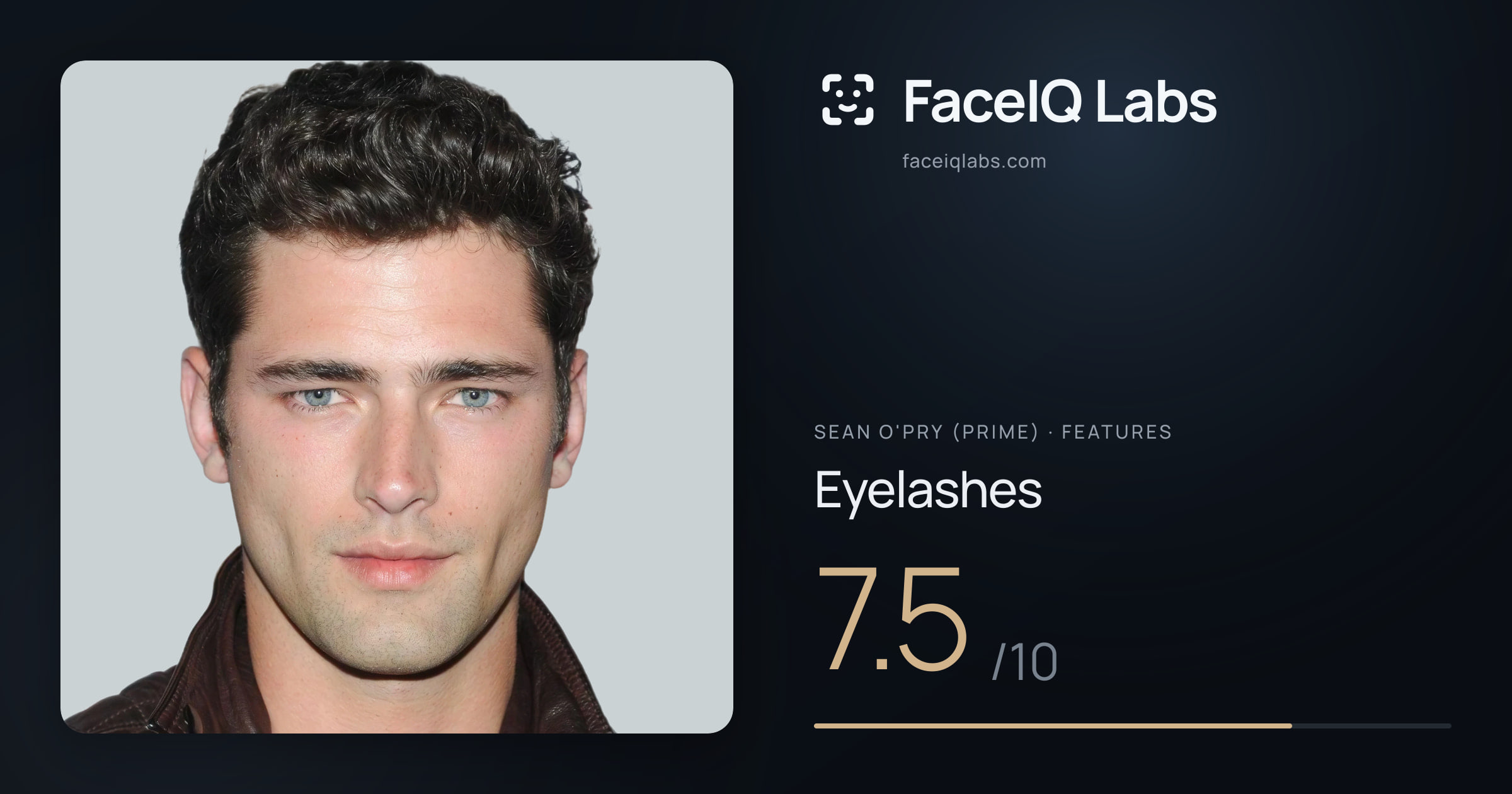 Sean O'Pry (Prime) Eyelashes: 7.5/10, drawn on the photo
