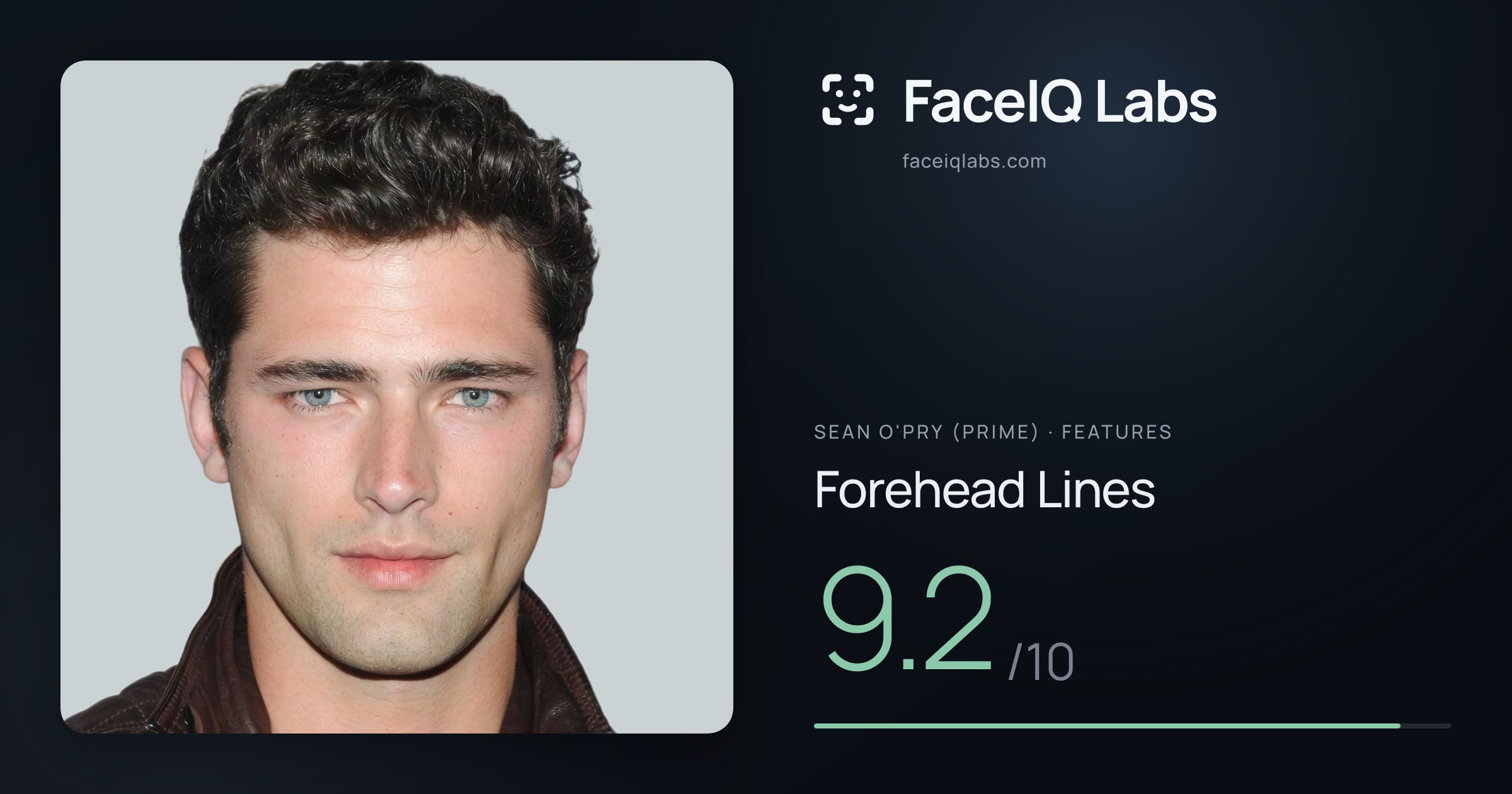 Sean O'Pry (Prime) Forehead Lines: 9.2/10, drawn on the photo