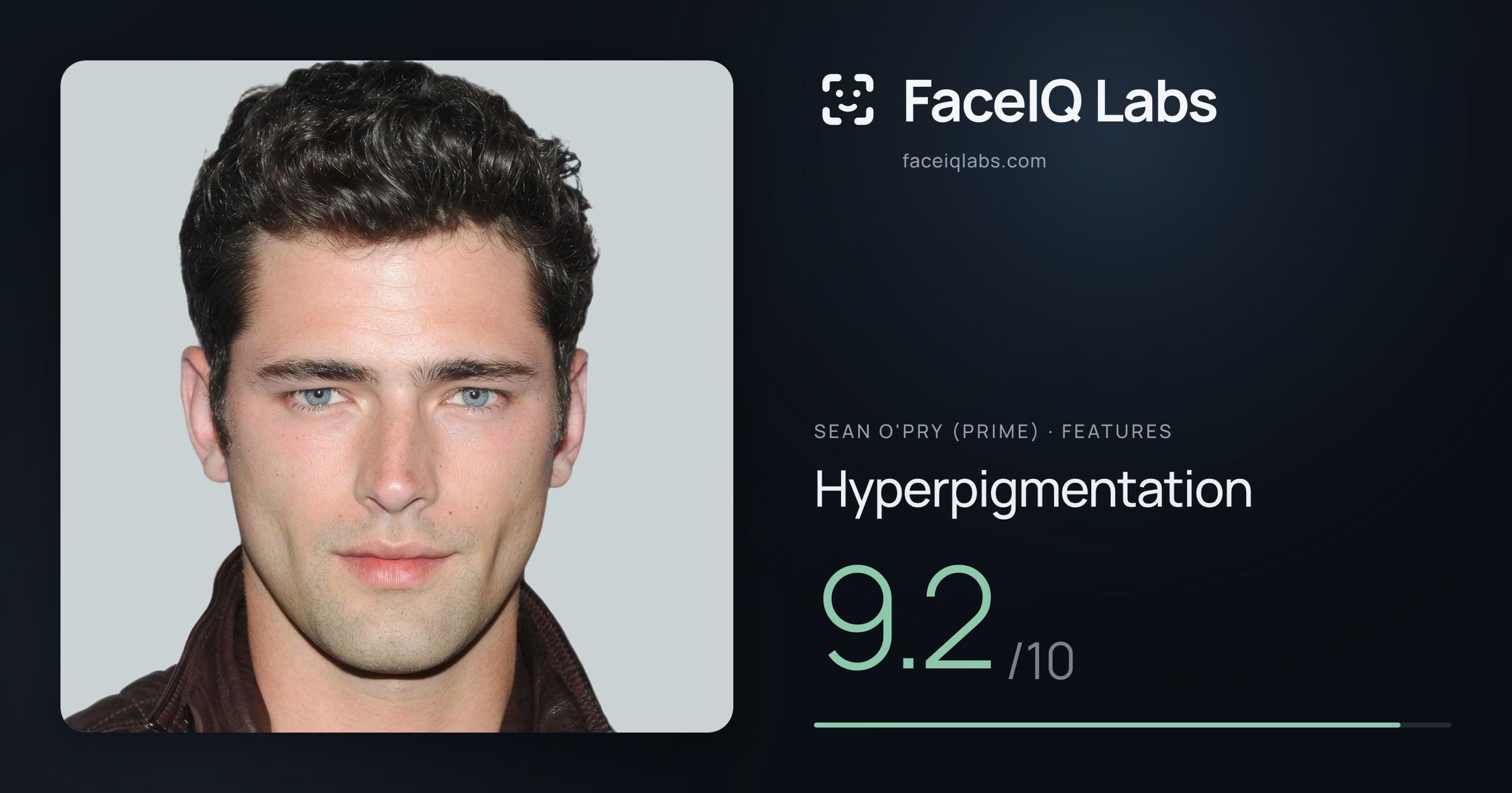 Sean O'Pry (Prime) Hyperpigmentation: 9.2/10, drawn on the photo